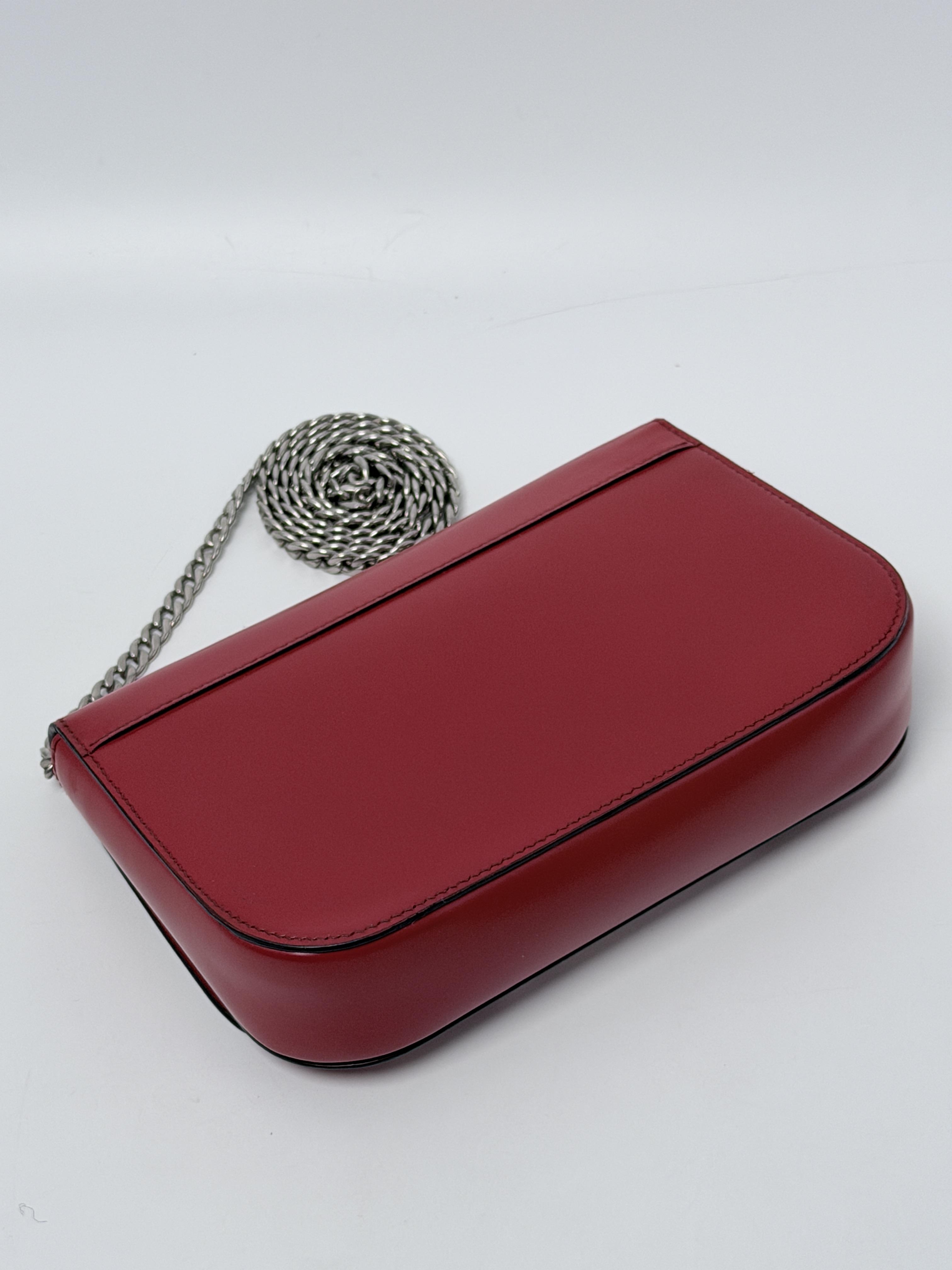 Sybille Spazzolato Brushed Chain Crossbody Flap Bag Red JD1371PR