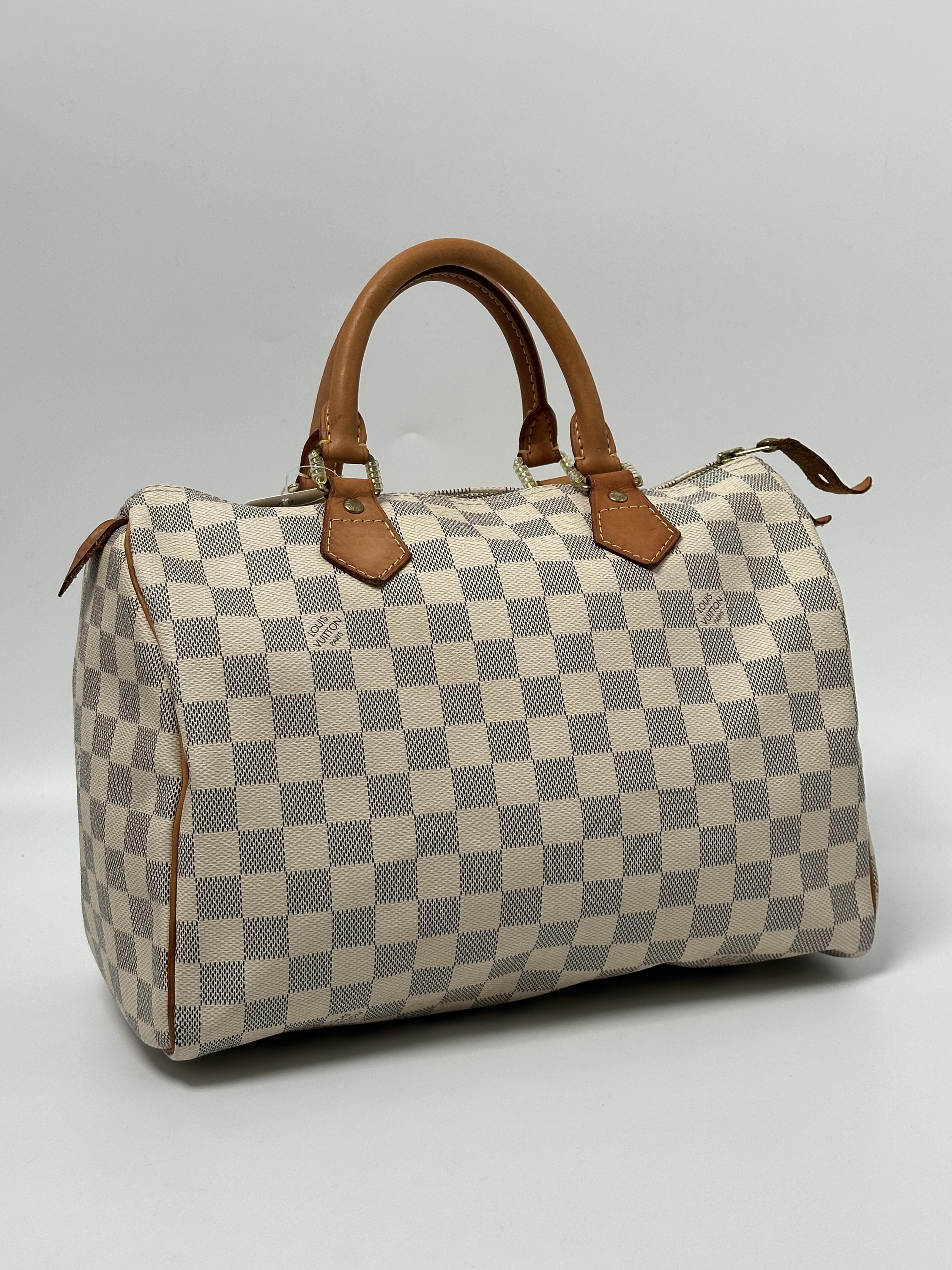 Damier Azur Speedy 30 Handle Handbag Shoulder Bag White JE594XLV