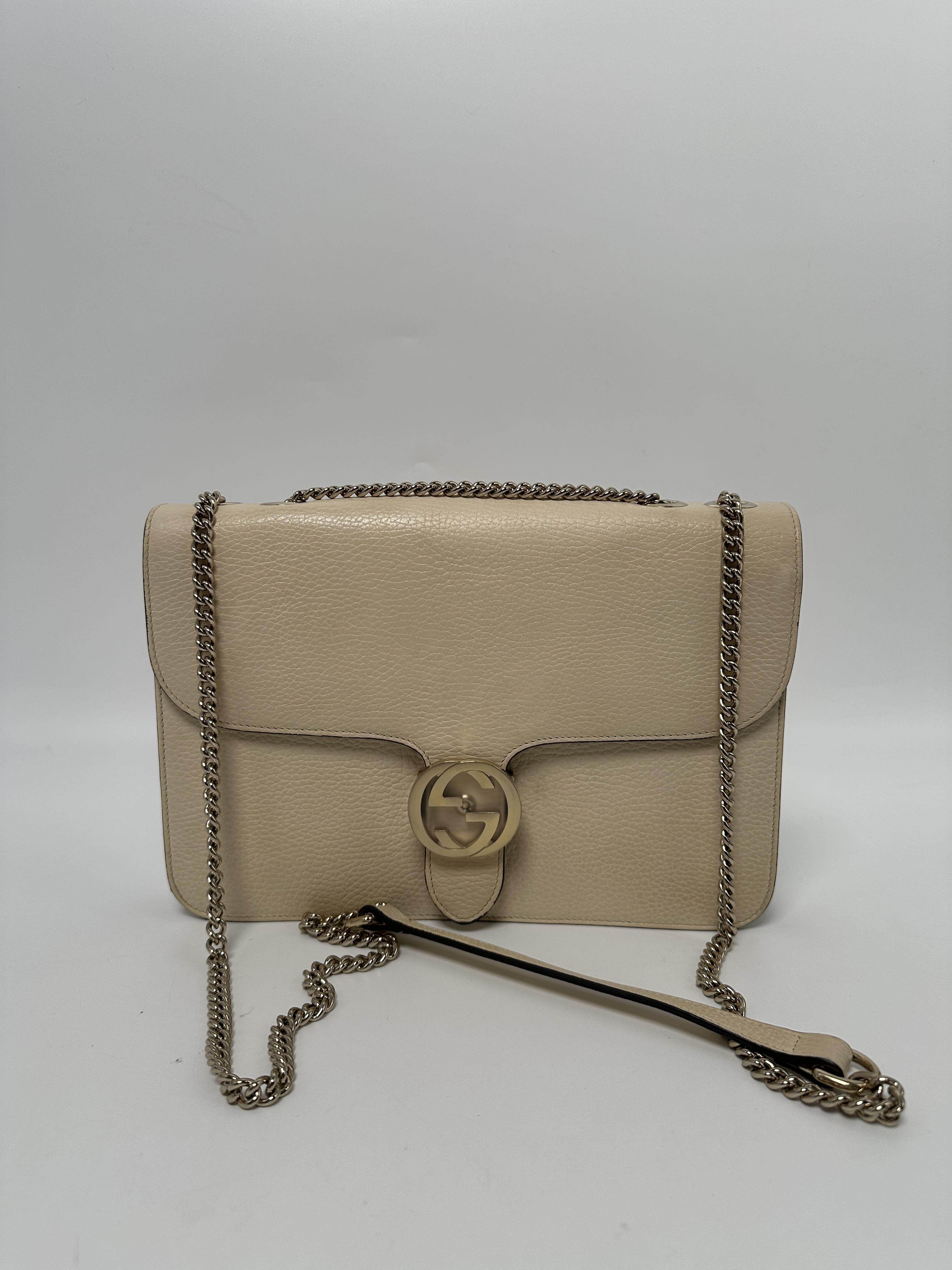 Pre-owned GUCCI leather Shoulder Bags Interlocking G Dollar Calf Shoulder Bag ZS056GG