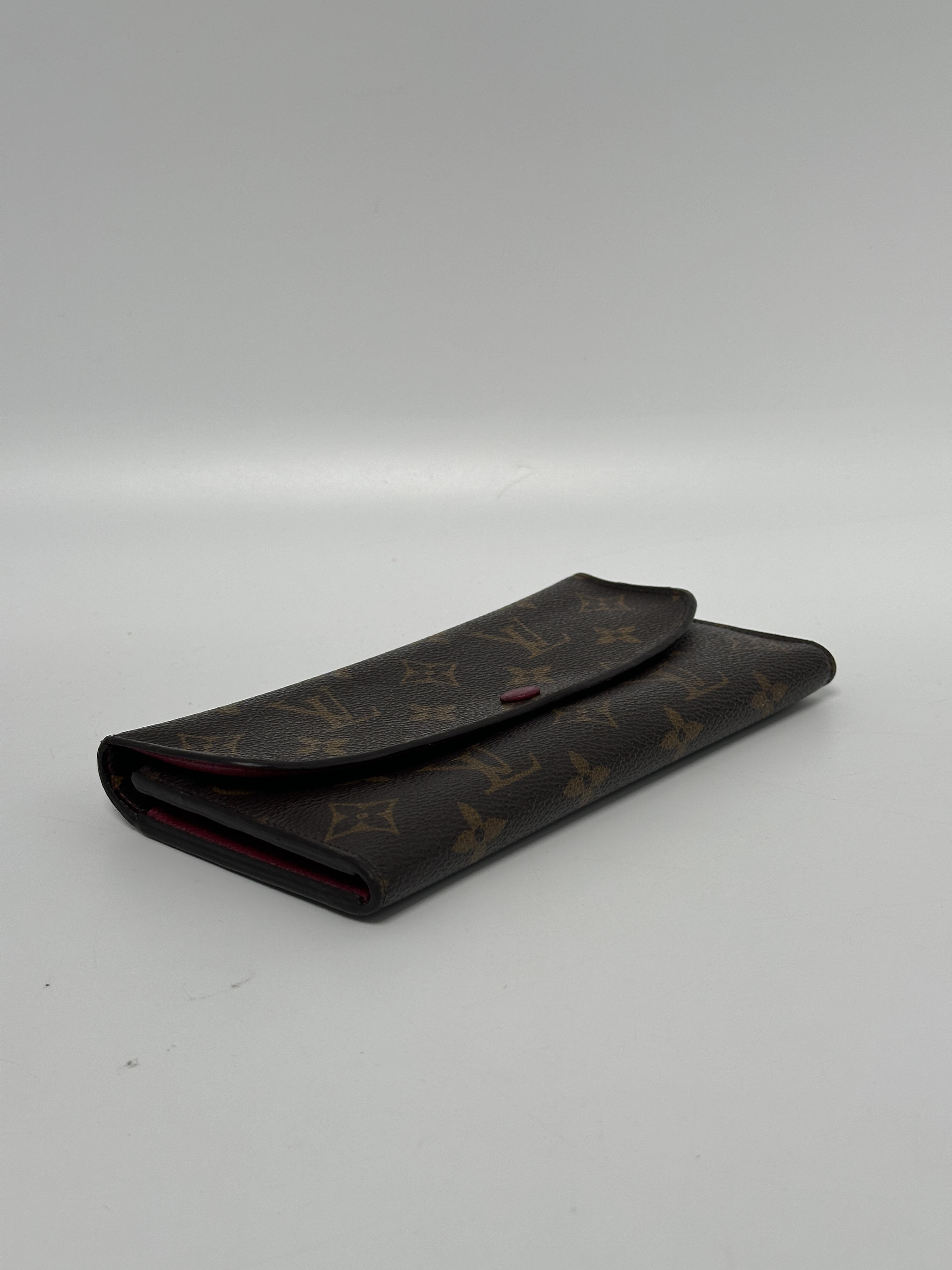 Pre-owned Louis Vuitton Canvas Clutches & Wristlets Emilie Long Flap Wallet Monogram Coquelicot JE351LV