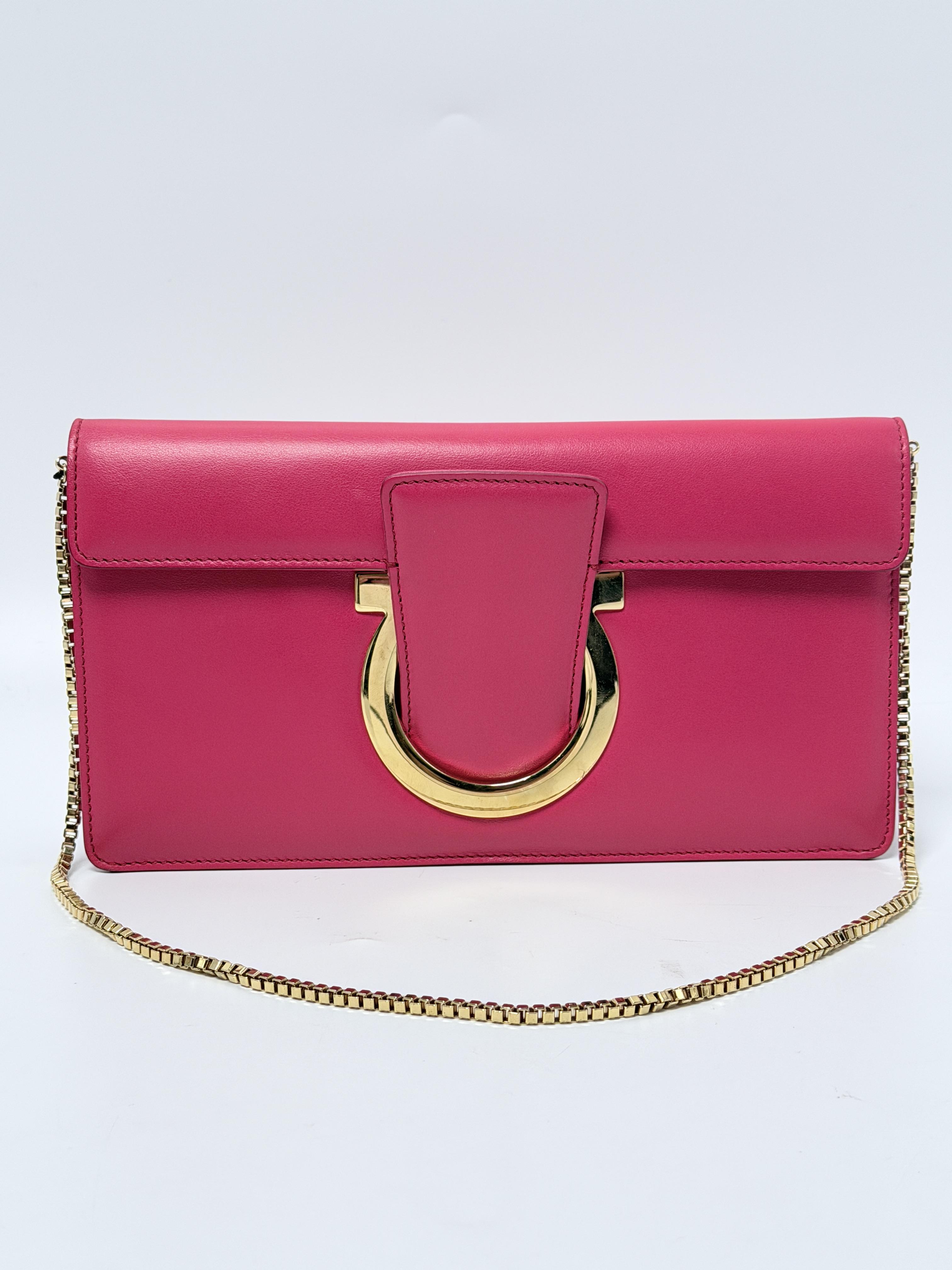 Thalia Gancini Smooth Chain Shoulder Bag Fuchsia Pink JD1550FG
