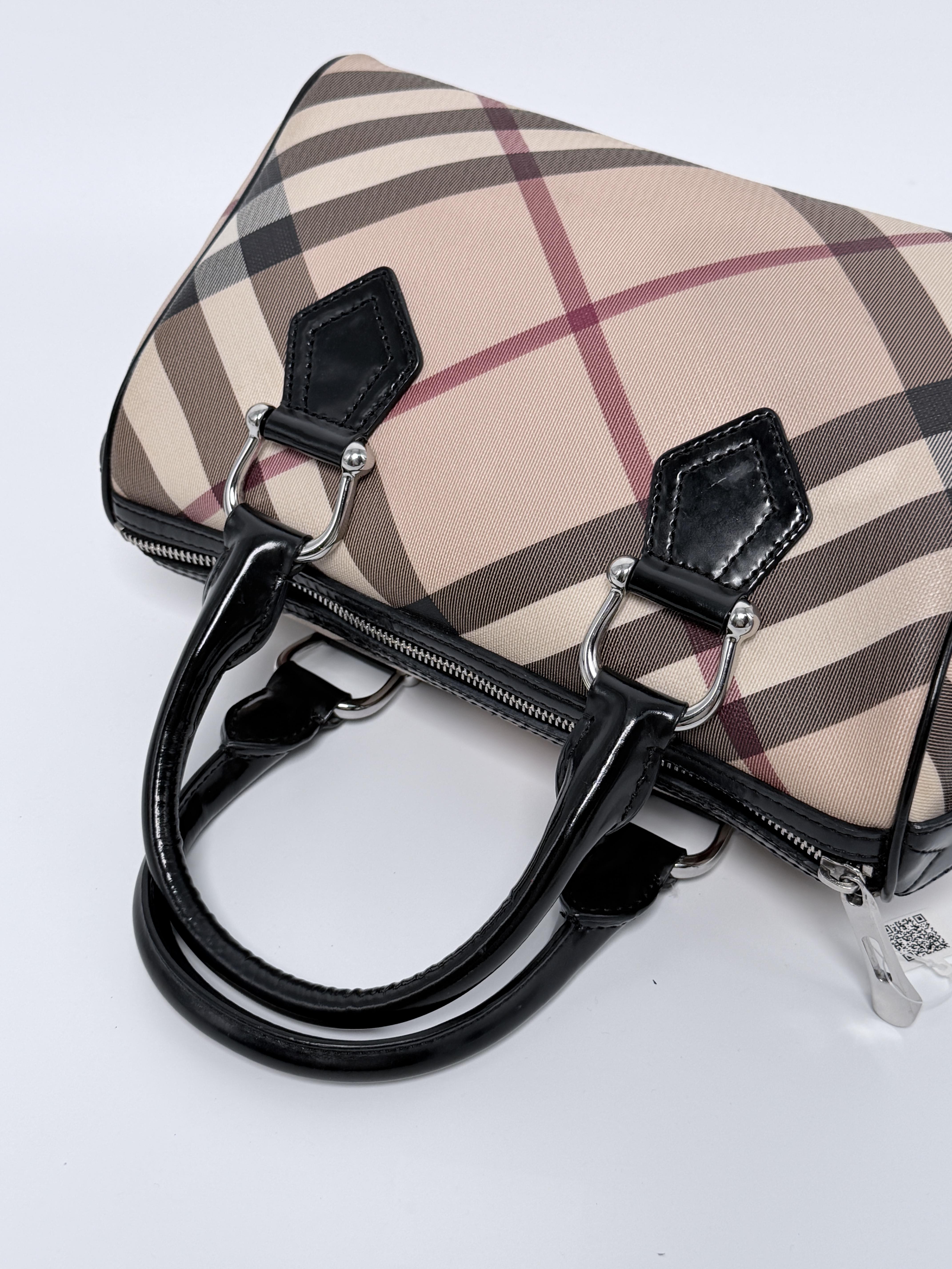 Pre-owned BURBERRY Canvas Shoulder Bags Super Nova Check Chester Boston Bowling Bag Shoulder Handbag YMBR134
