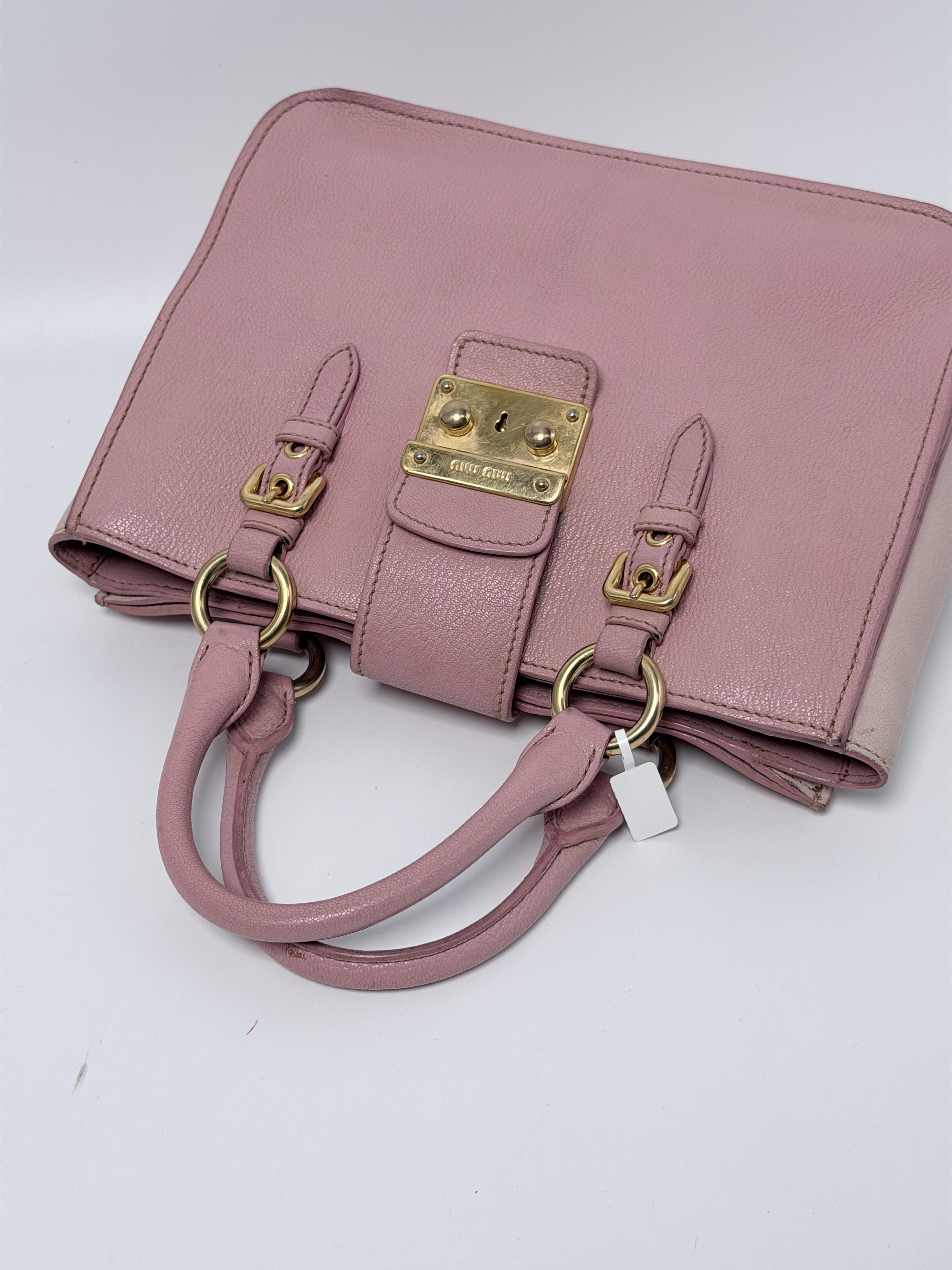 Pre-owned miumiu Madras leather Crossbody Bags Miu Miu Small Top Handle Bag Pink JA679MM