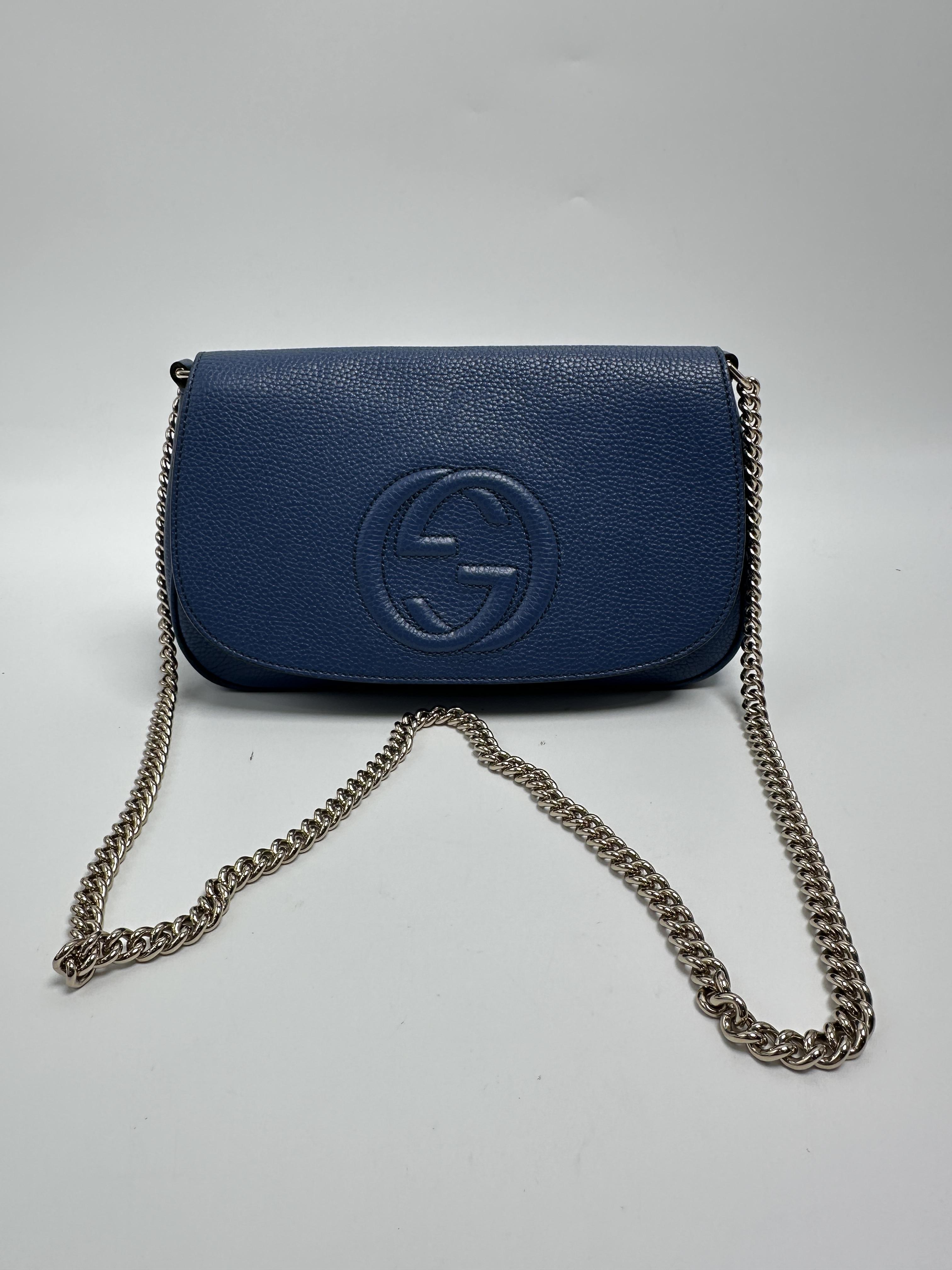 Pre-owned GUCCI leather Crossbody Bags Soho Chain Wallet Crossbody Bag – Blue ZS063GG