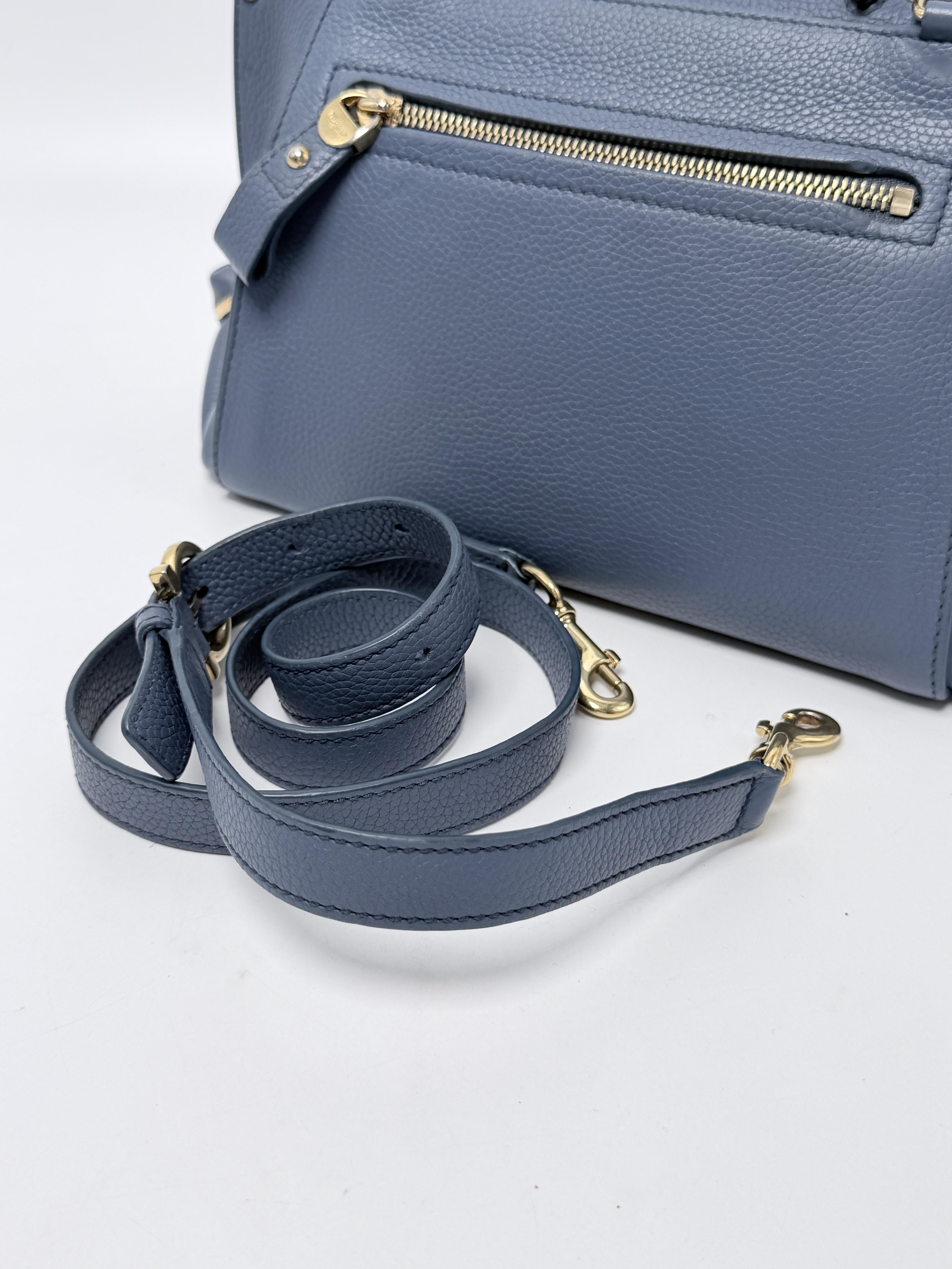 Sofia Small Gancini Pebbled Satchel Blue JD1514FG