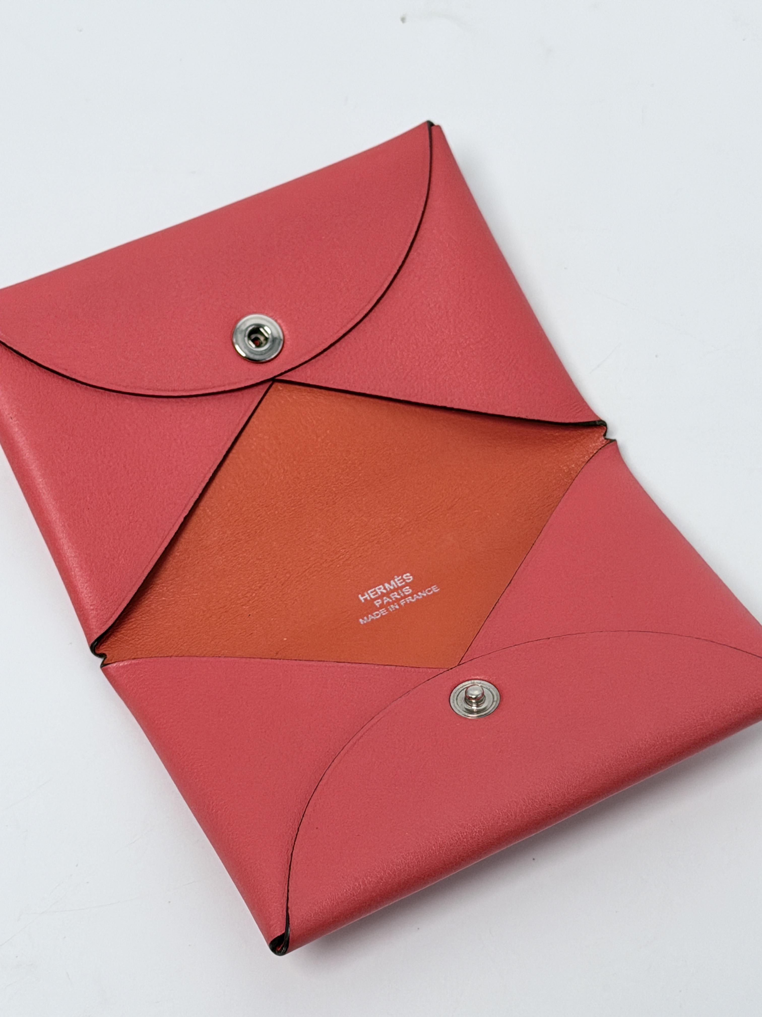 Rose Texas / Feu Orange Mysore Goatskin Calvi Duo Card Holder JE712HH