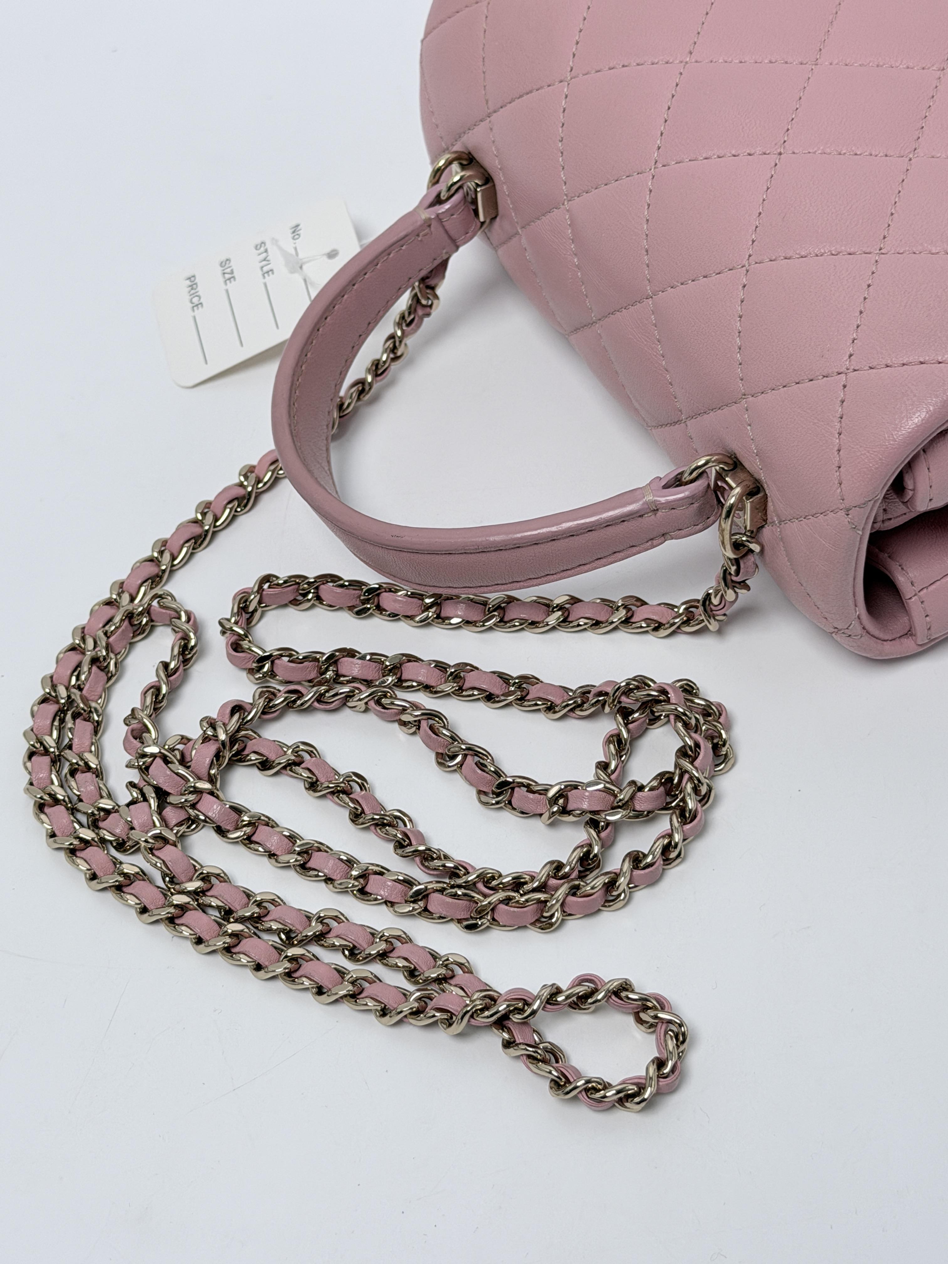Citizen Chic Mini Flap Bag Pink Lambskin Gold Hardware Top Handle Crossbody P052CC