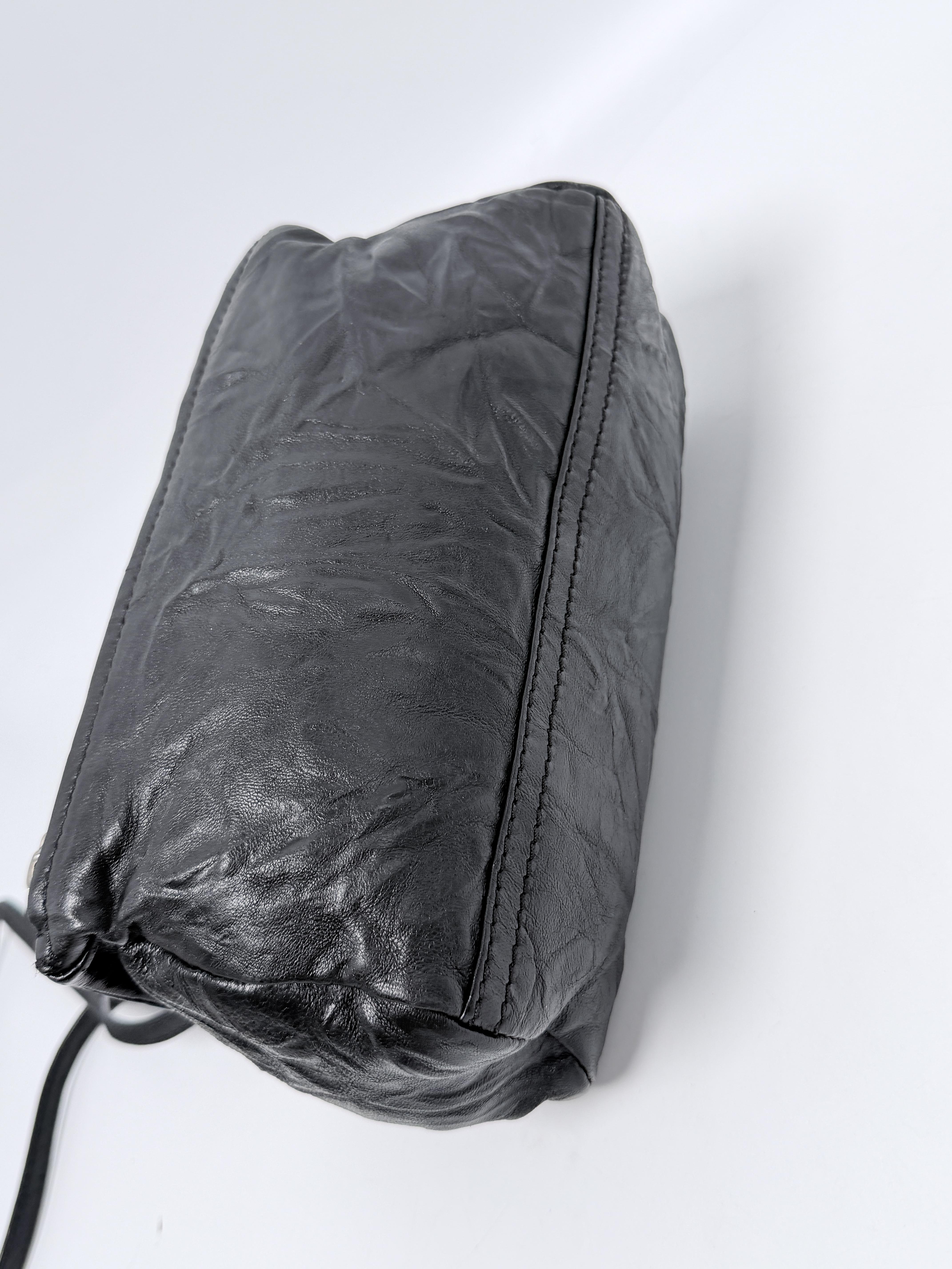 Black Wrinkled Mini Pandora Crossbody Shoulder Bag JD1238GV