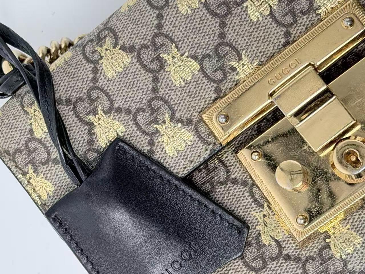 GG Supreme Monogram Bees Small Padlock Shoulder Bag JE781GG