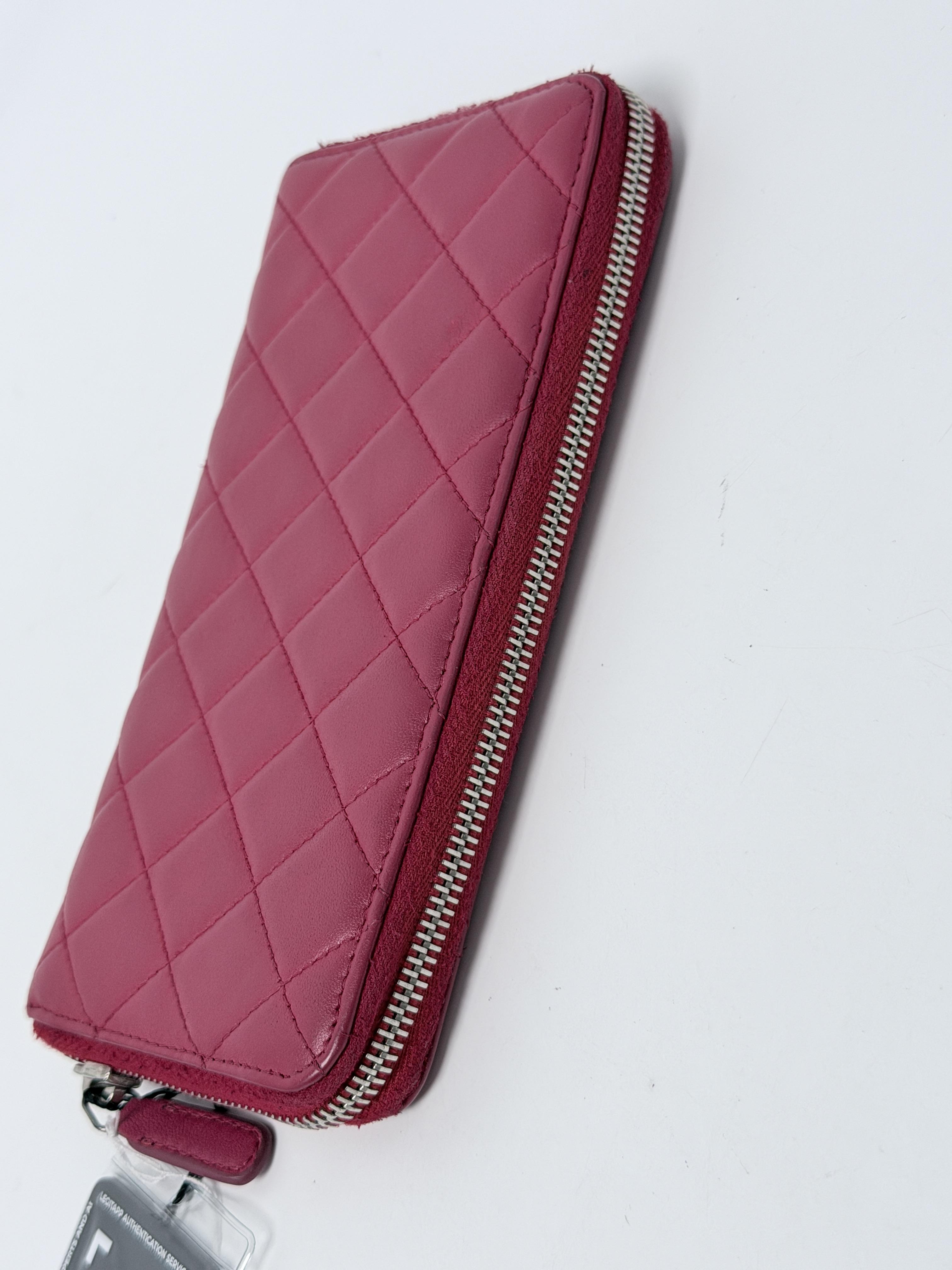 Fuchsia Pink Caviar Quilted Classic Zip Around Long JE688CC