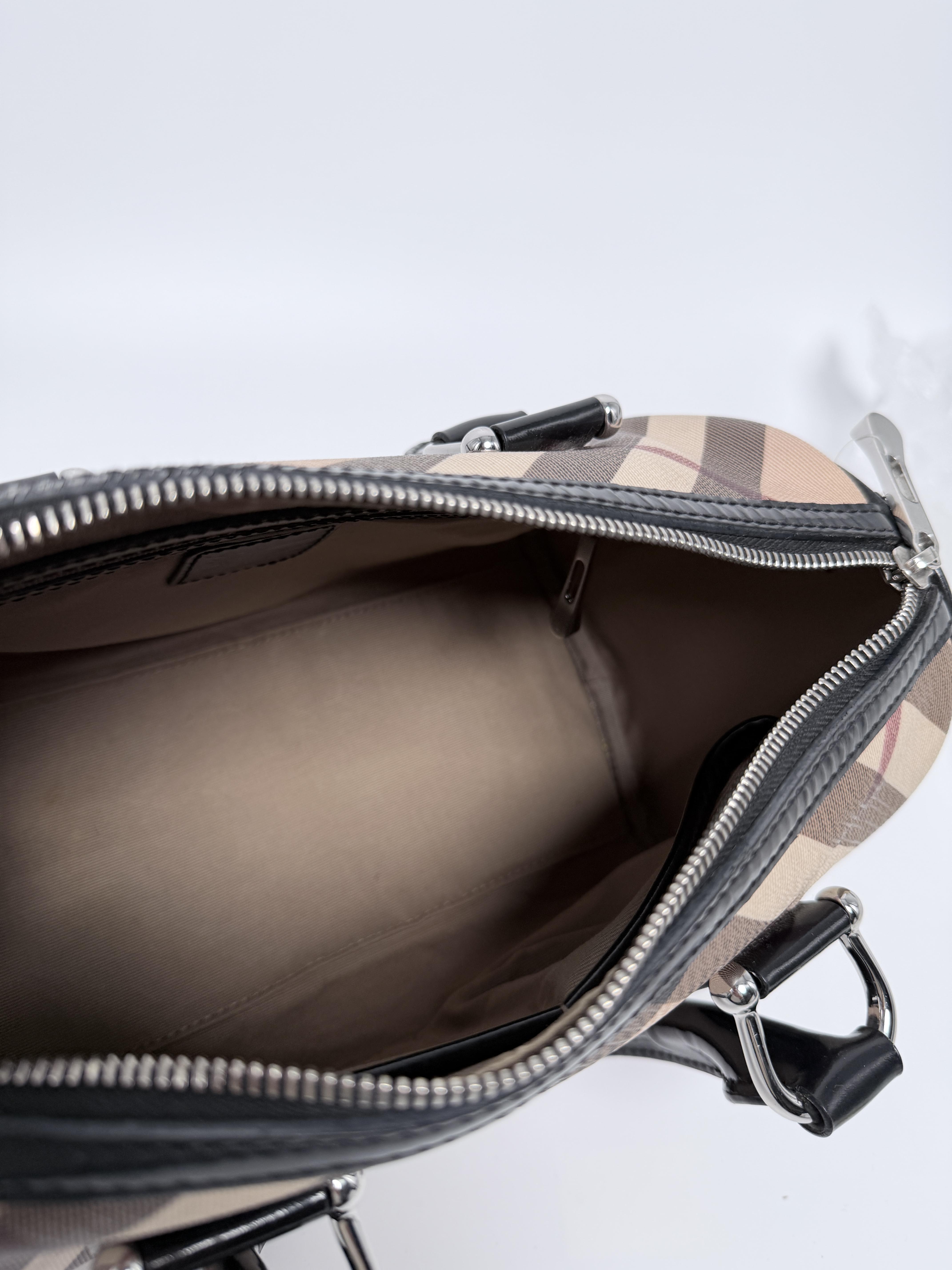 Pre-owned BURBERRY Canvas Shoulder Bags Super Nova Check Chester Boston Bowling Bag Shoulder Handbag YMBR134