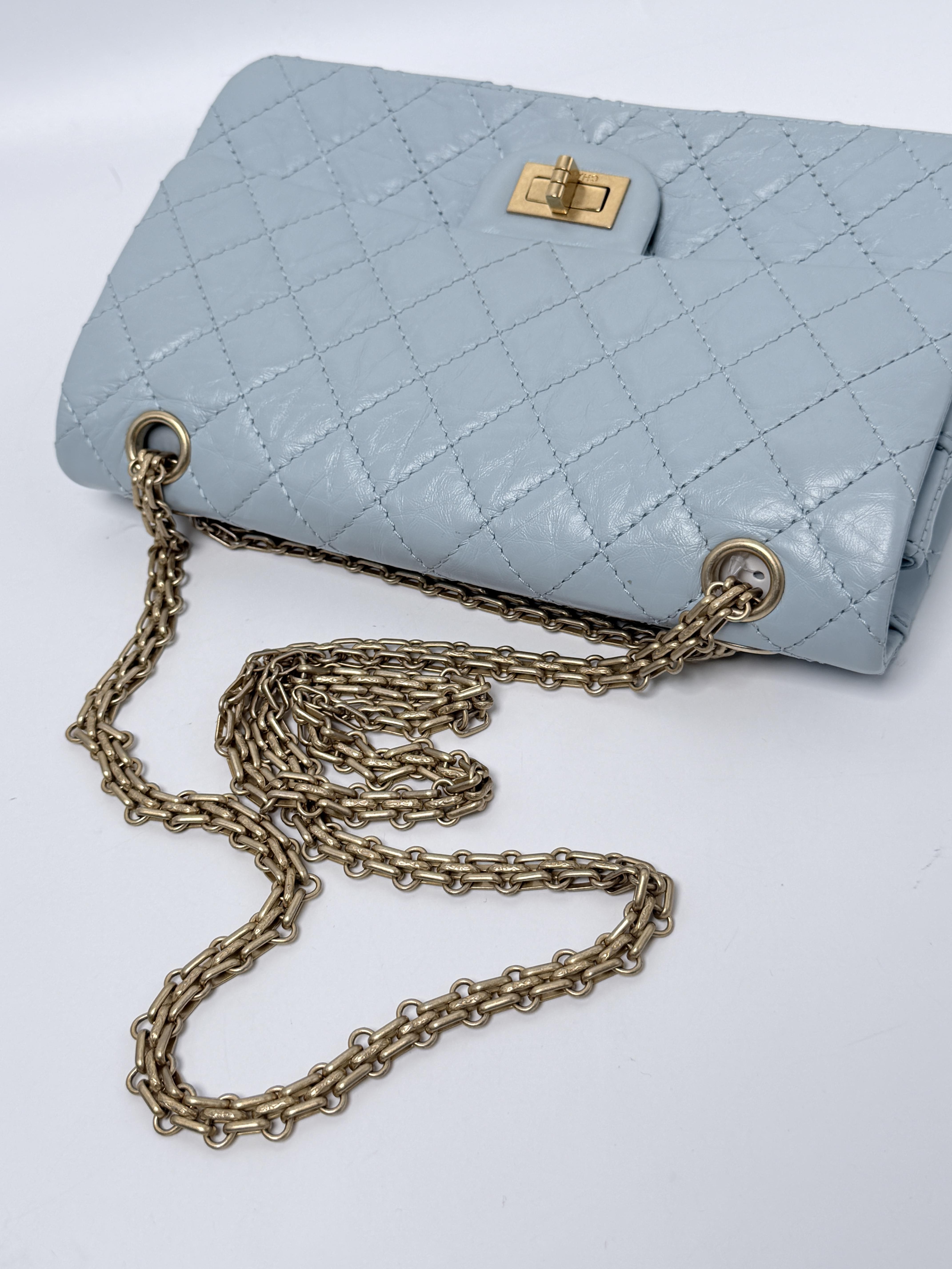 2.55 Reissue Double Flap Bag Light Blue Aged Calfskin HB006CC