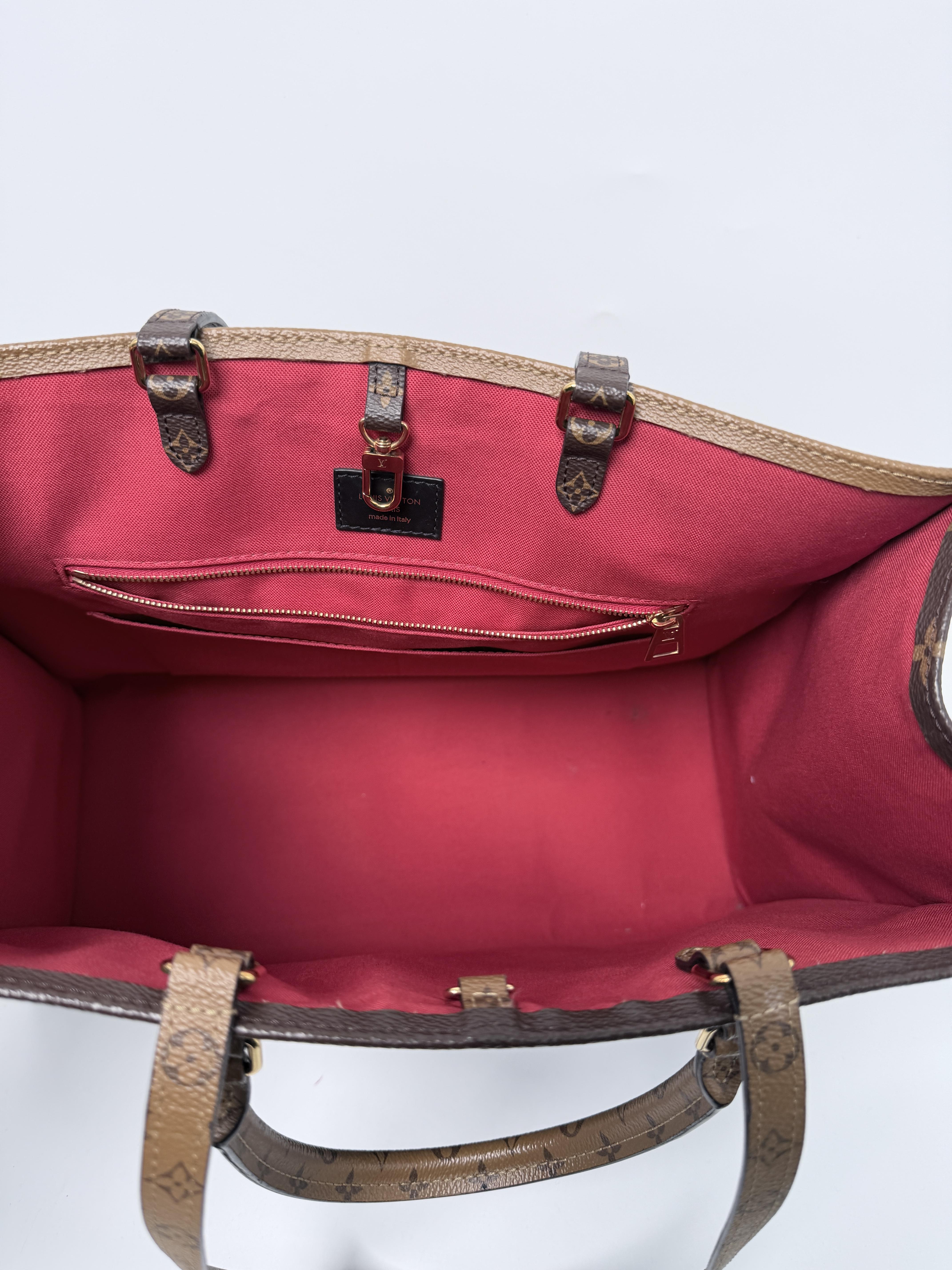 Pre-owned Louis Vuitton Canvas Tote Bags Monogram Giant Reverse OnTheGo GM Tote Bag Handle JA666LV