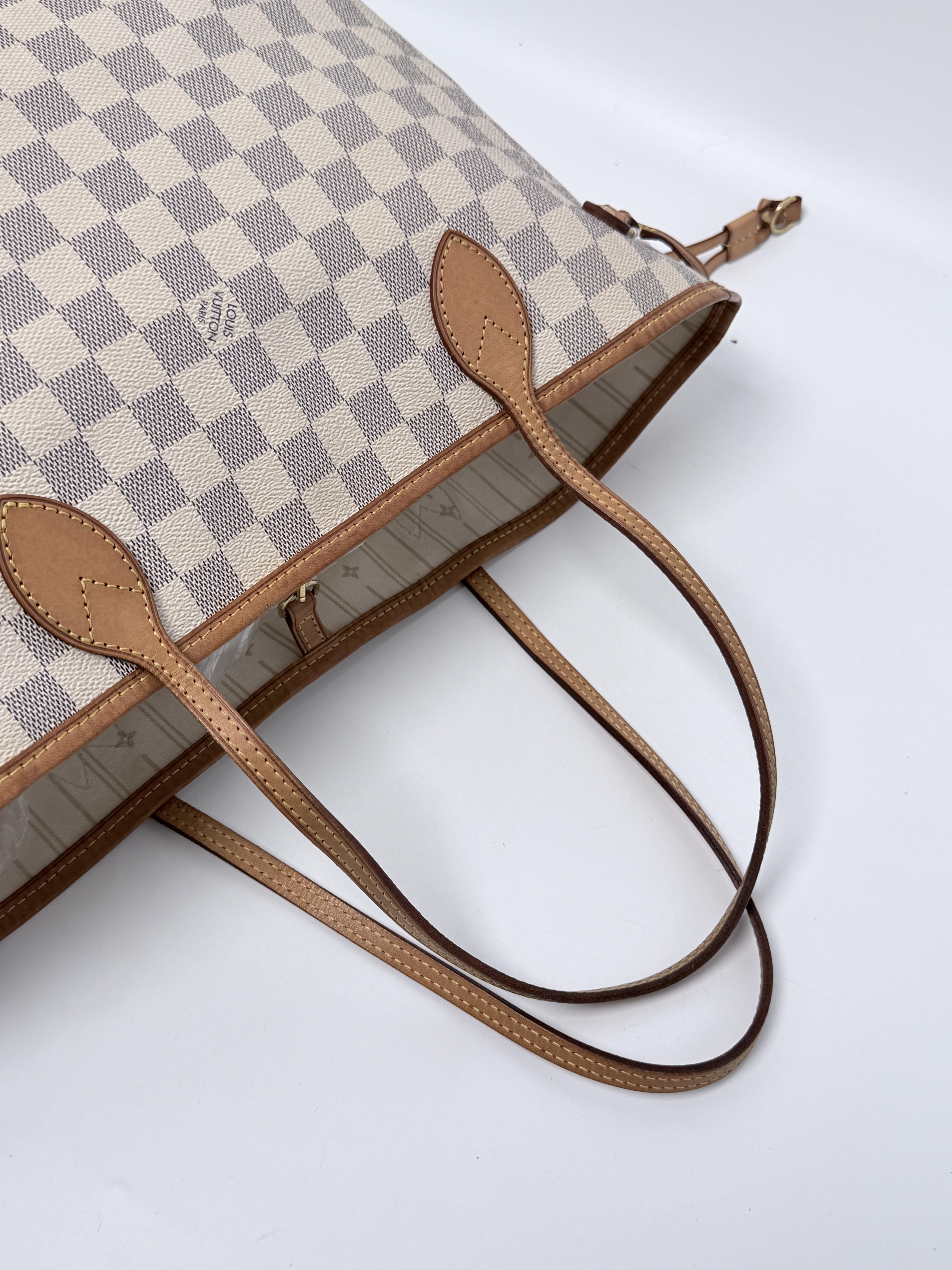 Canvas Neverfull MM Damier Azur Tote Bag Shopper Shoulder Handbag JE674LV
