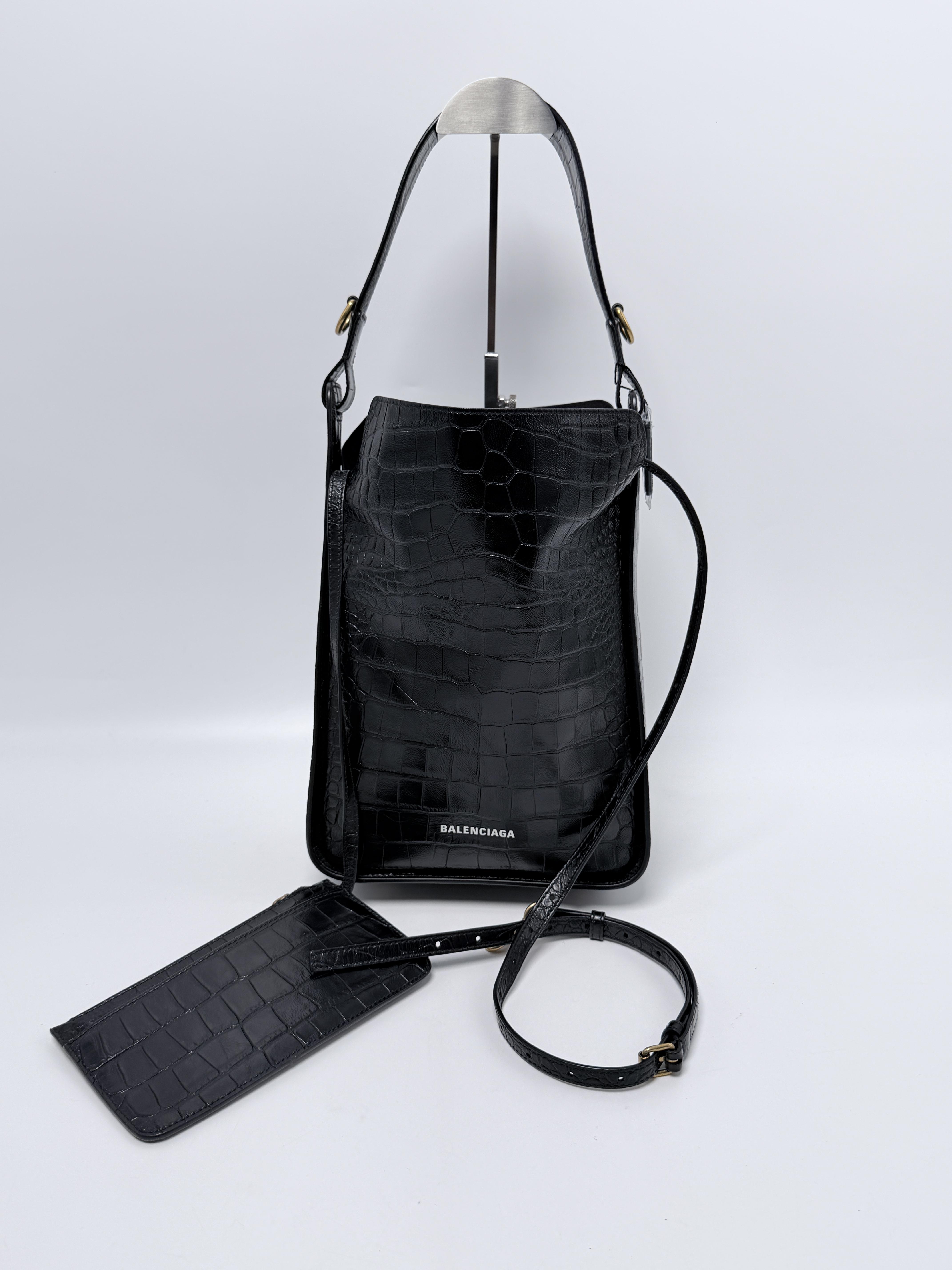Tool 2.0 Small North South Croc Embossed Tote Bag Pouch JD1220BB