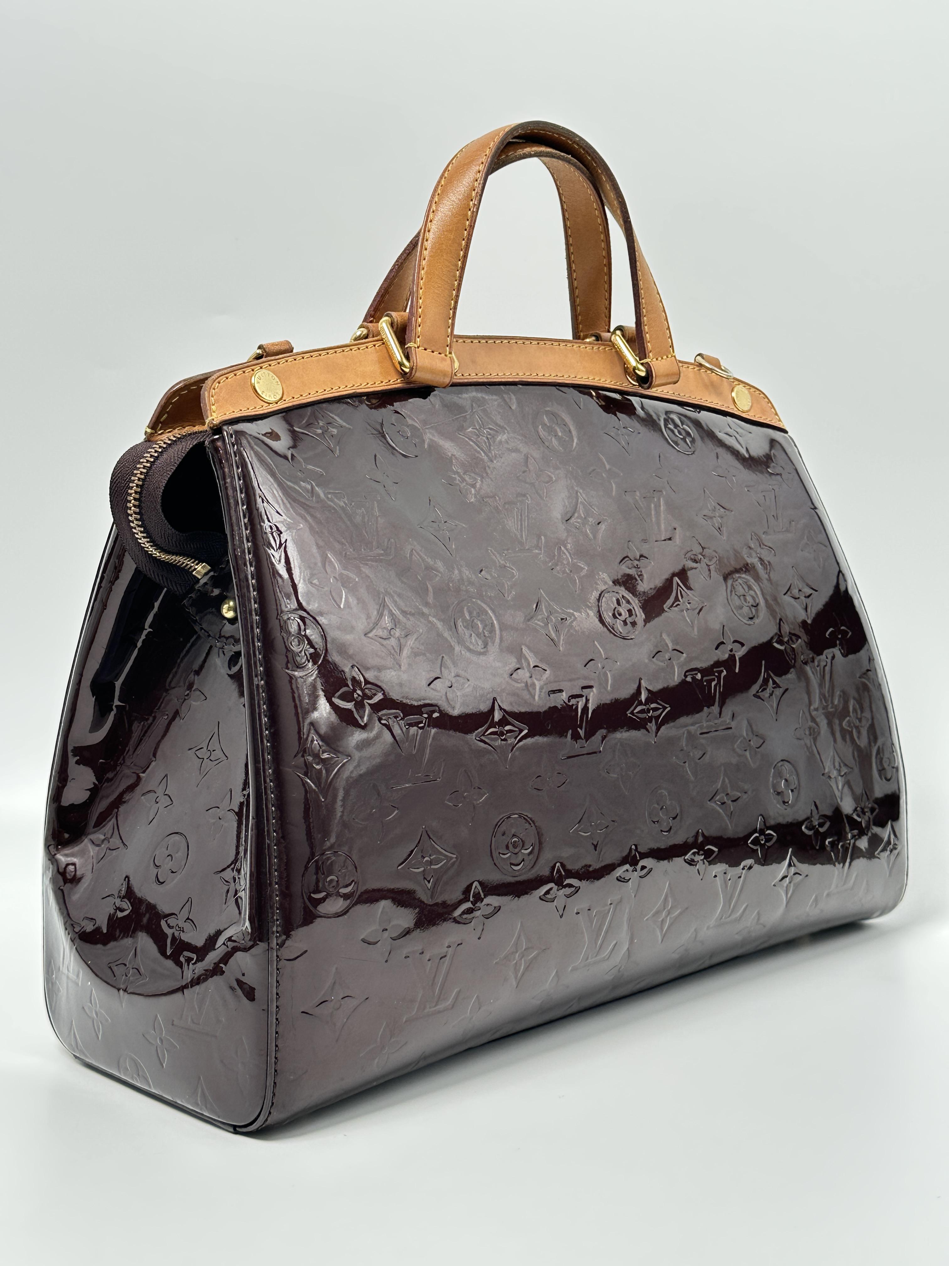 Pre-owned Louis Vuitton Leather Shoulder Bags Amarante Monogram Vernis Brea GM Shoulder Handbag With Strap JA656LV