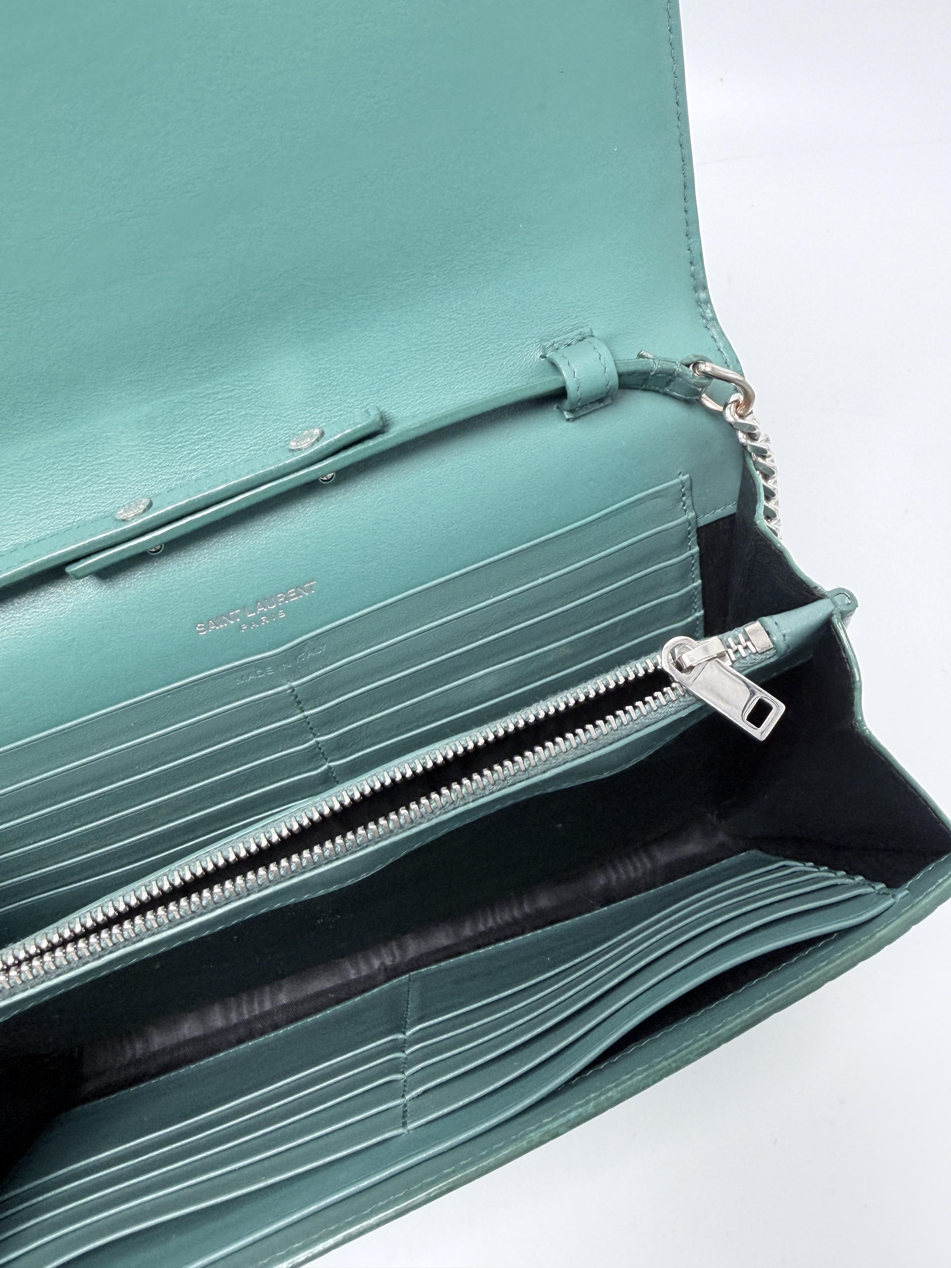 Saint Laurent Kate Wallet on Chain Green Crossbody Bag Handbag JD1536Y