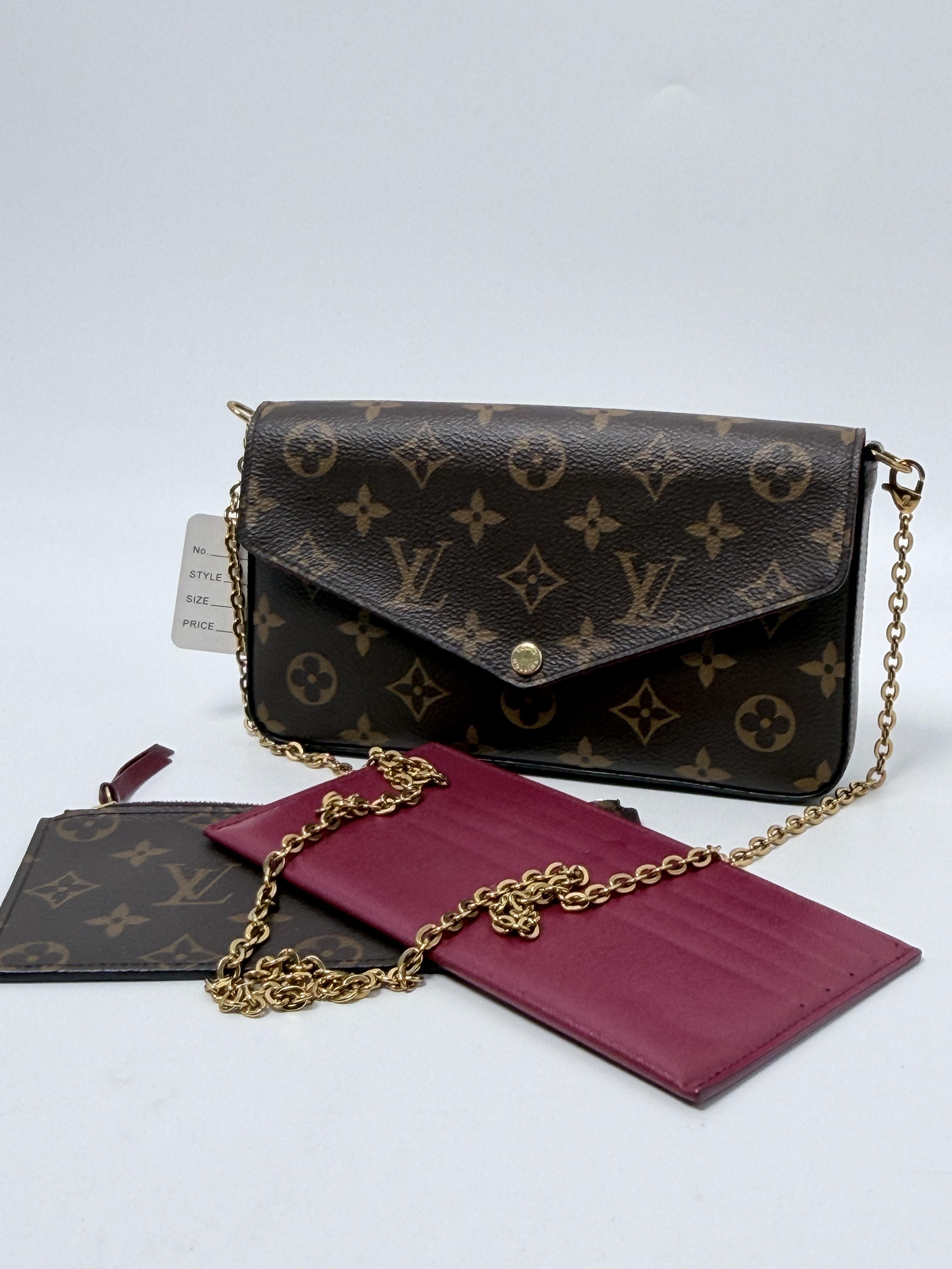 Monogram Pochette Felicie Fuchsia 3in1 Chain Shoulder Crossbody Bag Handbag BB004LV
