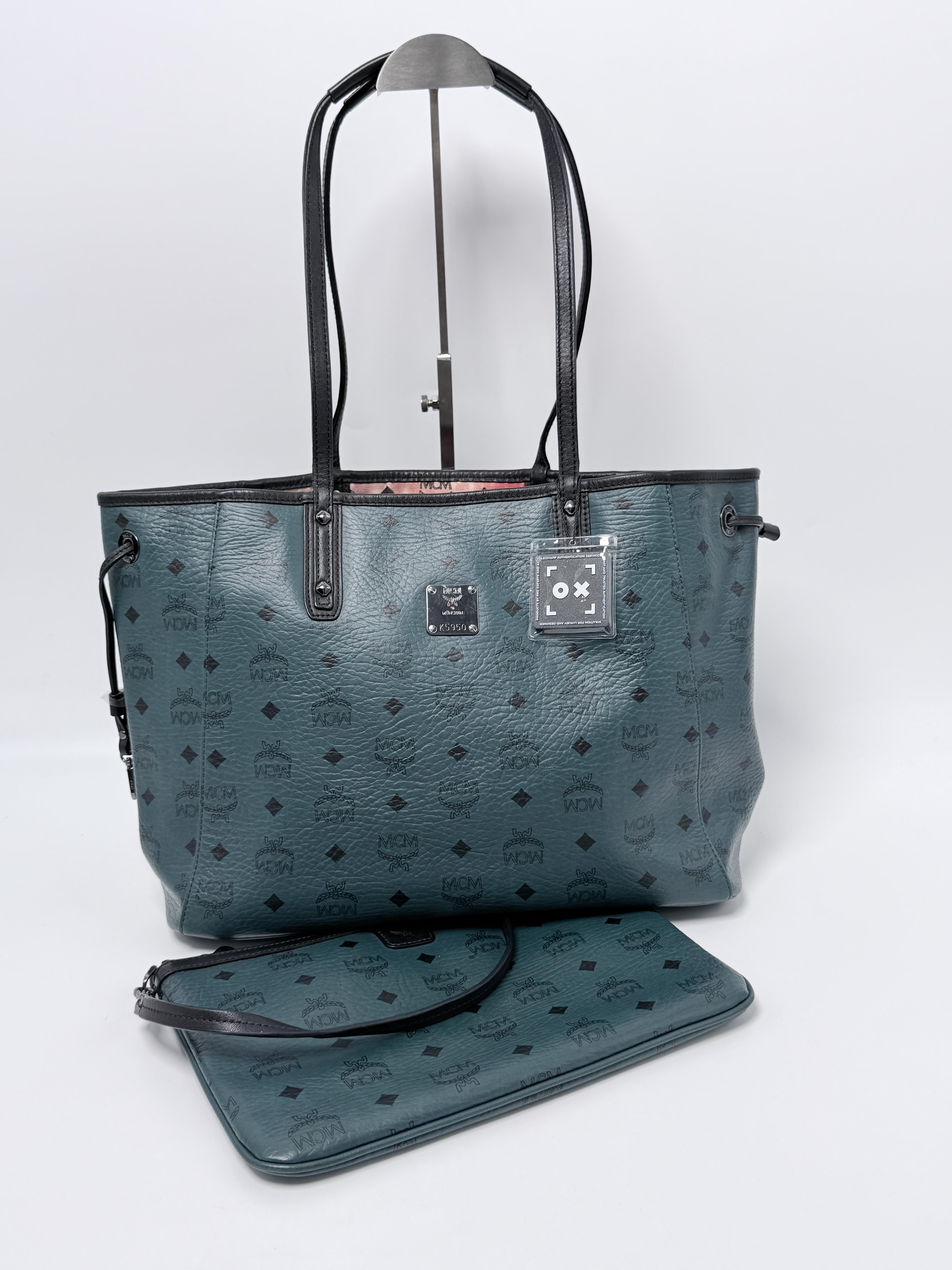 Teal Visetos Reversible Liz Shopper Tote with Pouch – JD1039MCM