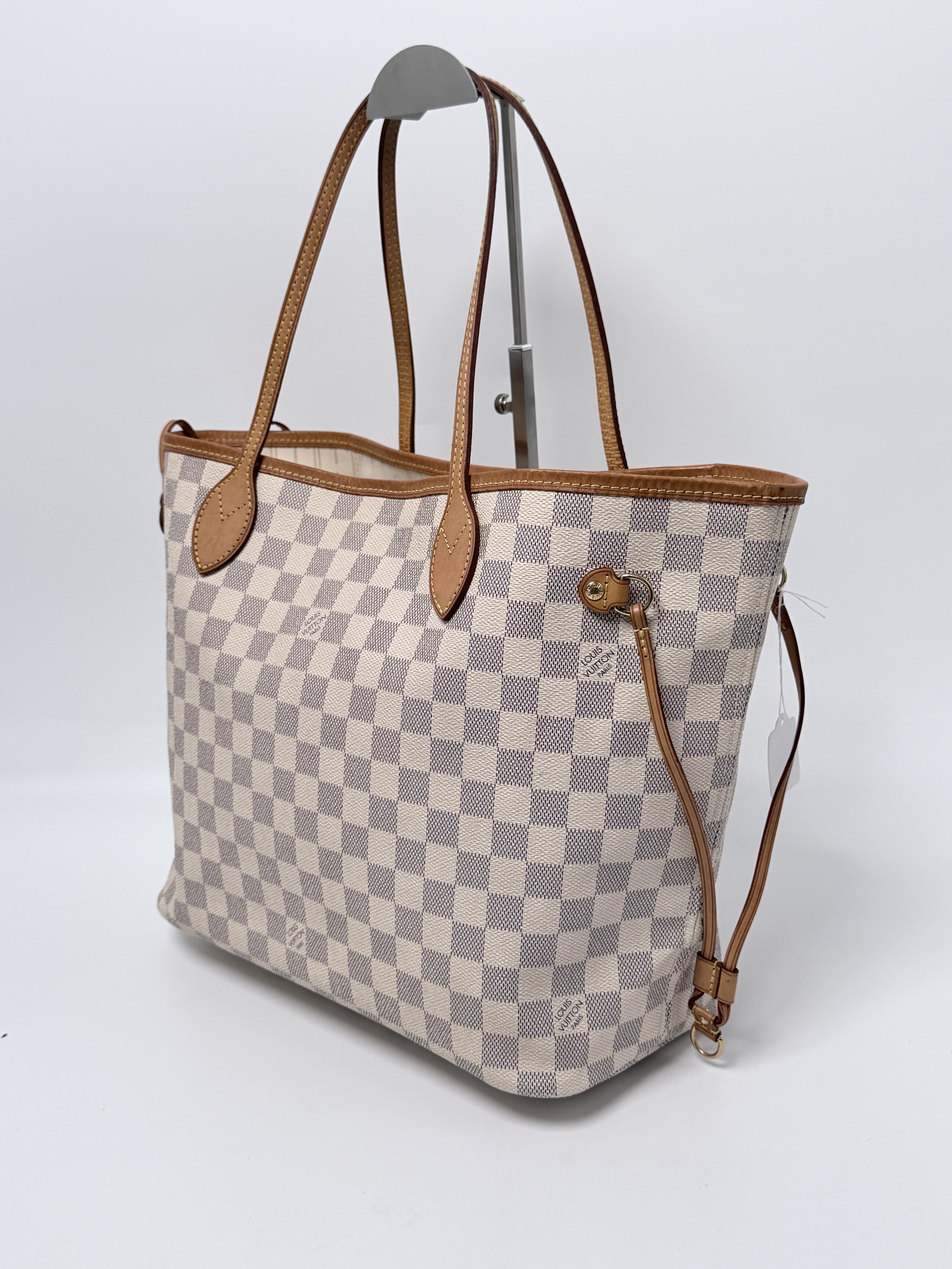 Canvas Neverfull MM Damier Azur Tote Bag Shopper Shoulder Handbag JE674LV