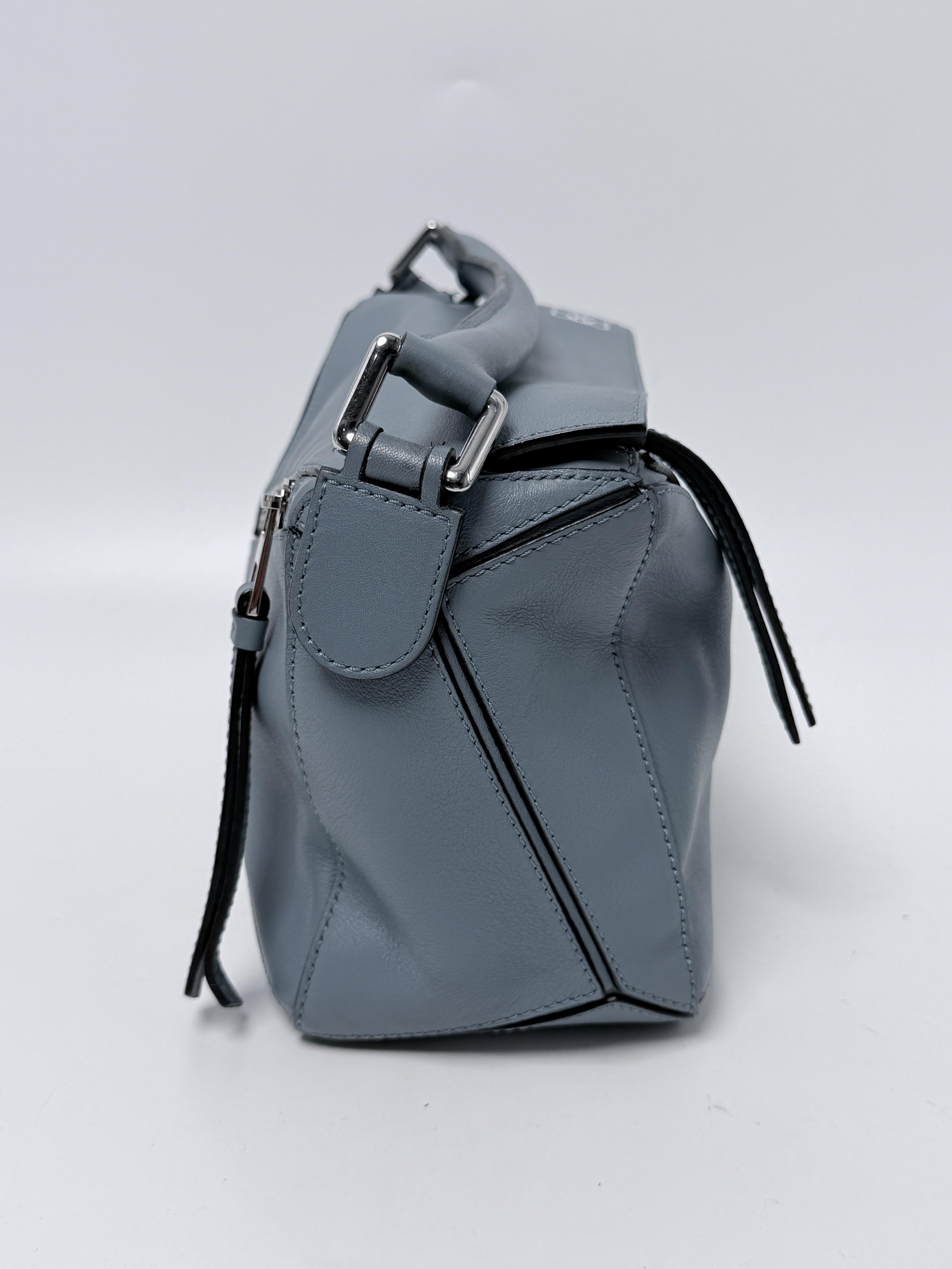 Puzzle Stone Blue Grained Crossbody Bag Handle Handbag XU005LW