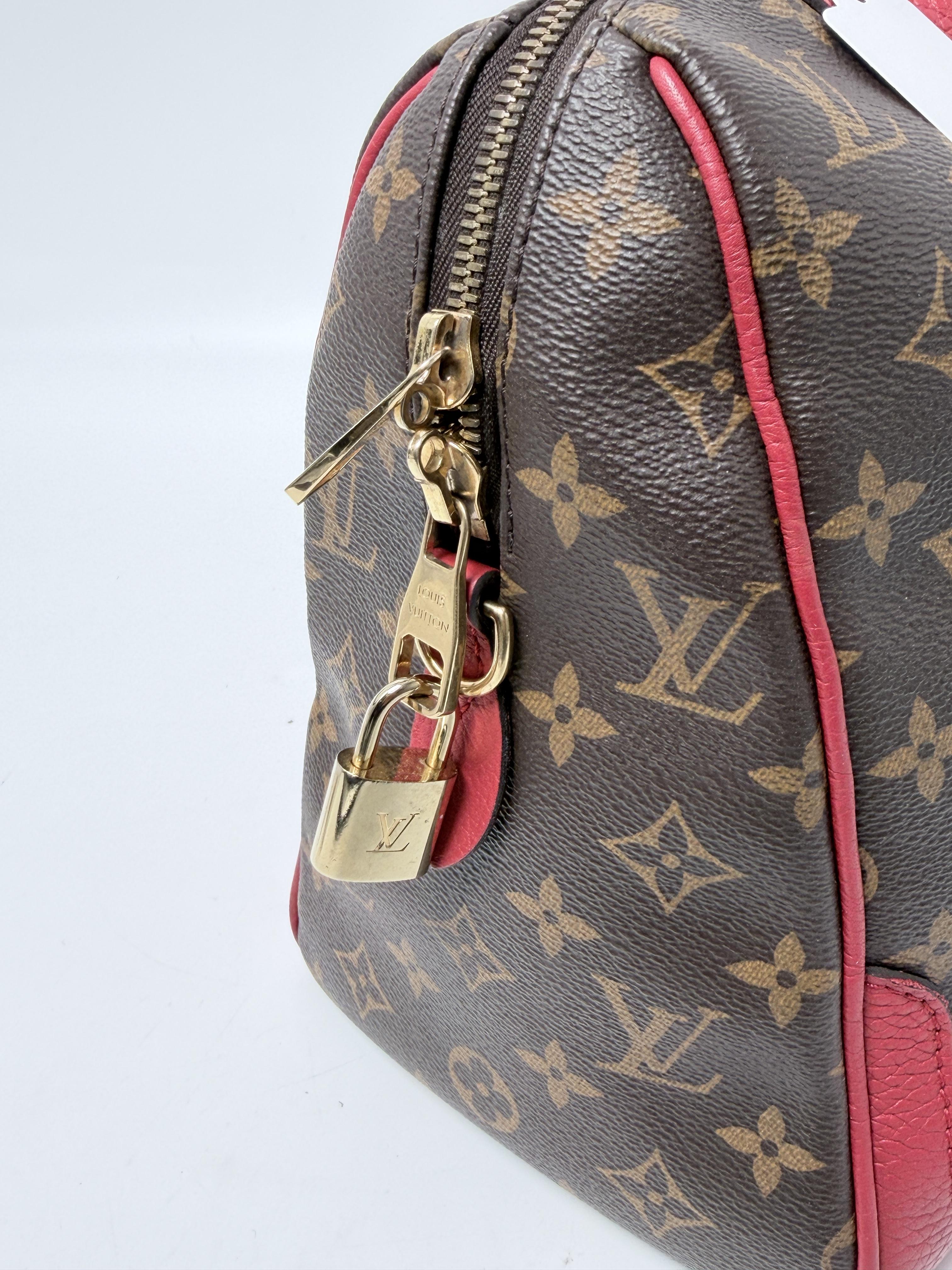 Retiro NM Monogram Red Coquelicot Handle Shoulder Handbag JE741LV