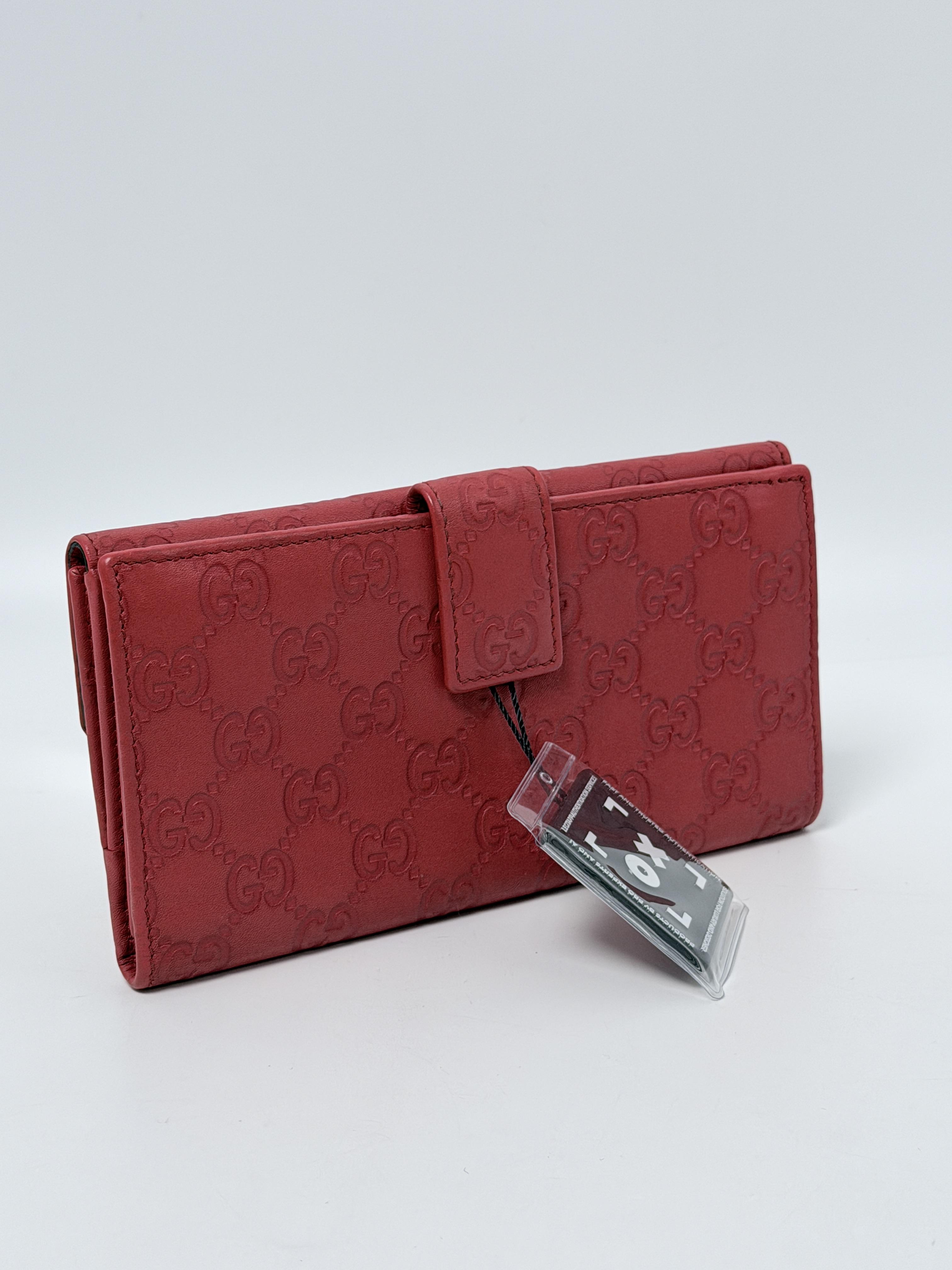 Guccissima Continental Eclipse Long Wallet Red Flap Clutch JD1156GG