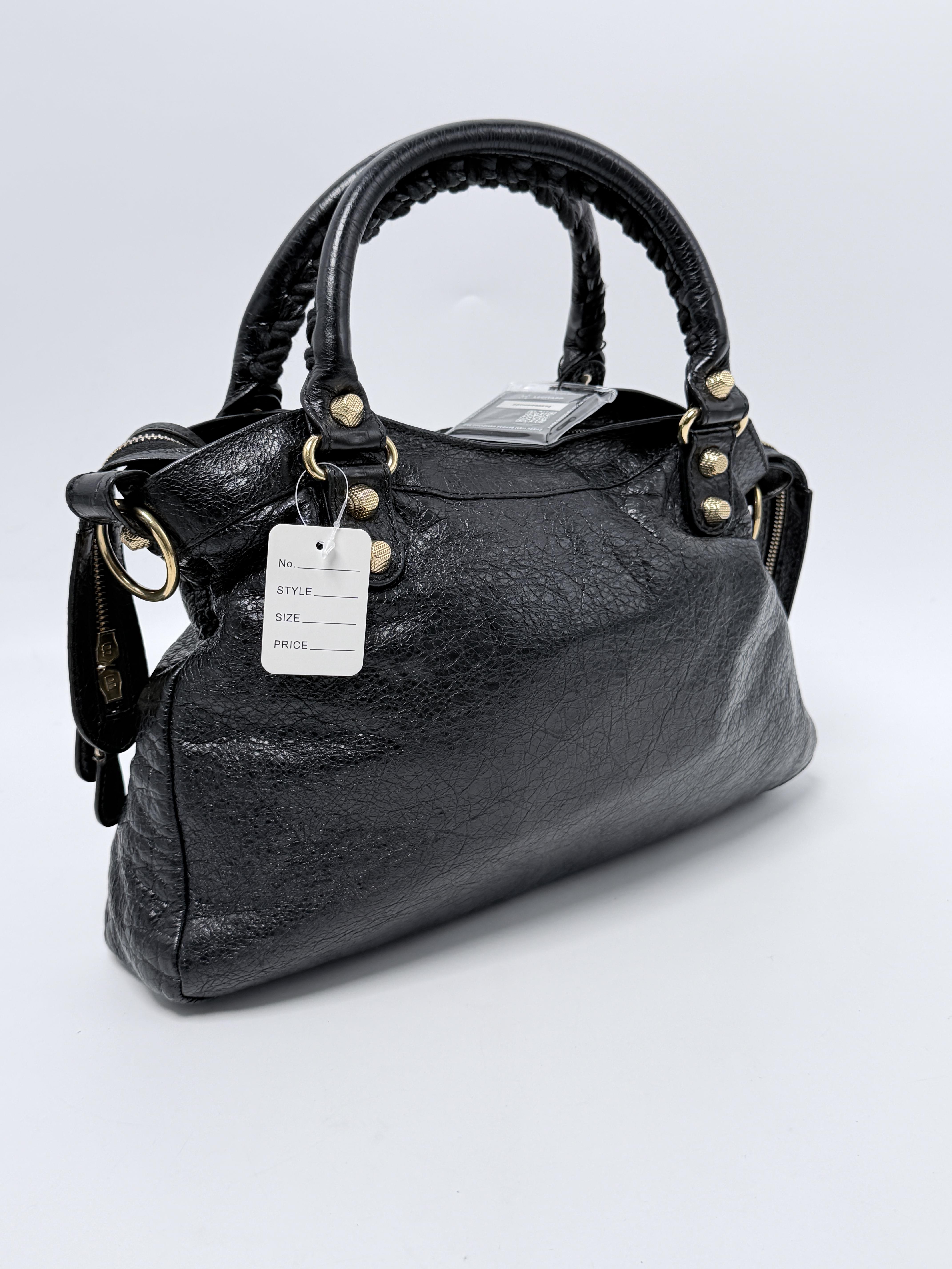 Neo Classic City Bag Black Distressed Handle Handbag Crossbody JE746BB