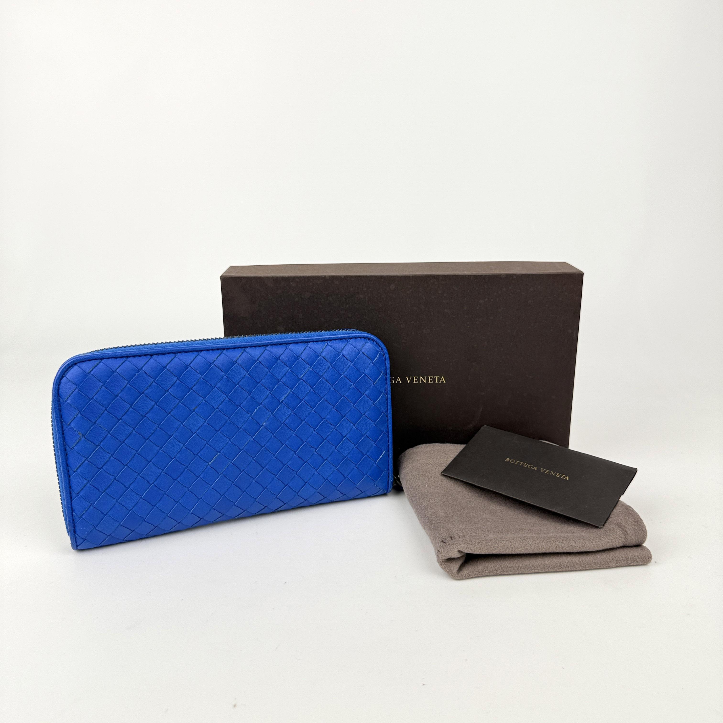 Pre-owned Bottega Veneta sheepskin Mini Bags Pe owned Blue Long Zip around Wallet Sku:SH02