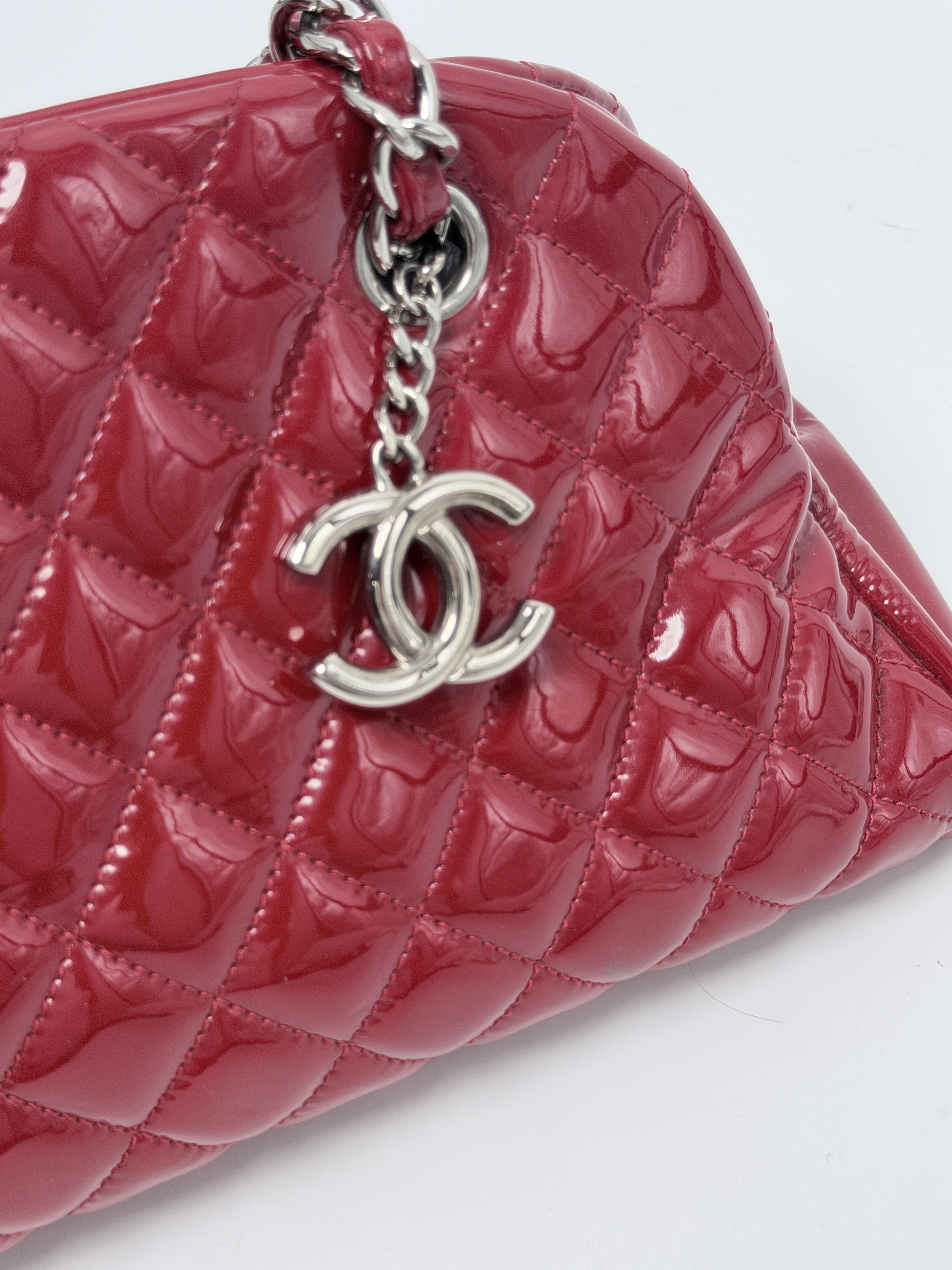 Just Mademoiselle Bowling Bag Quilted Red Shoulder Handbag JA1250CC
