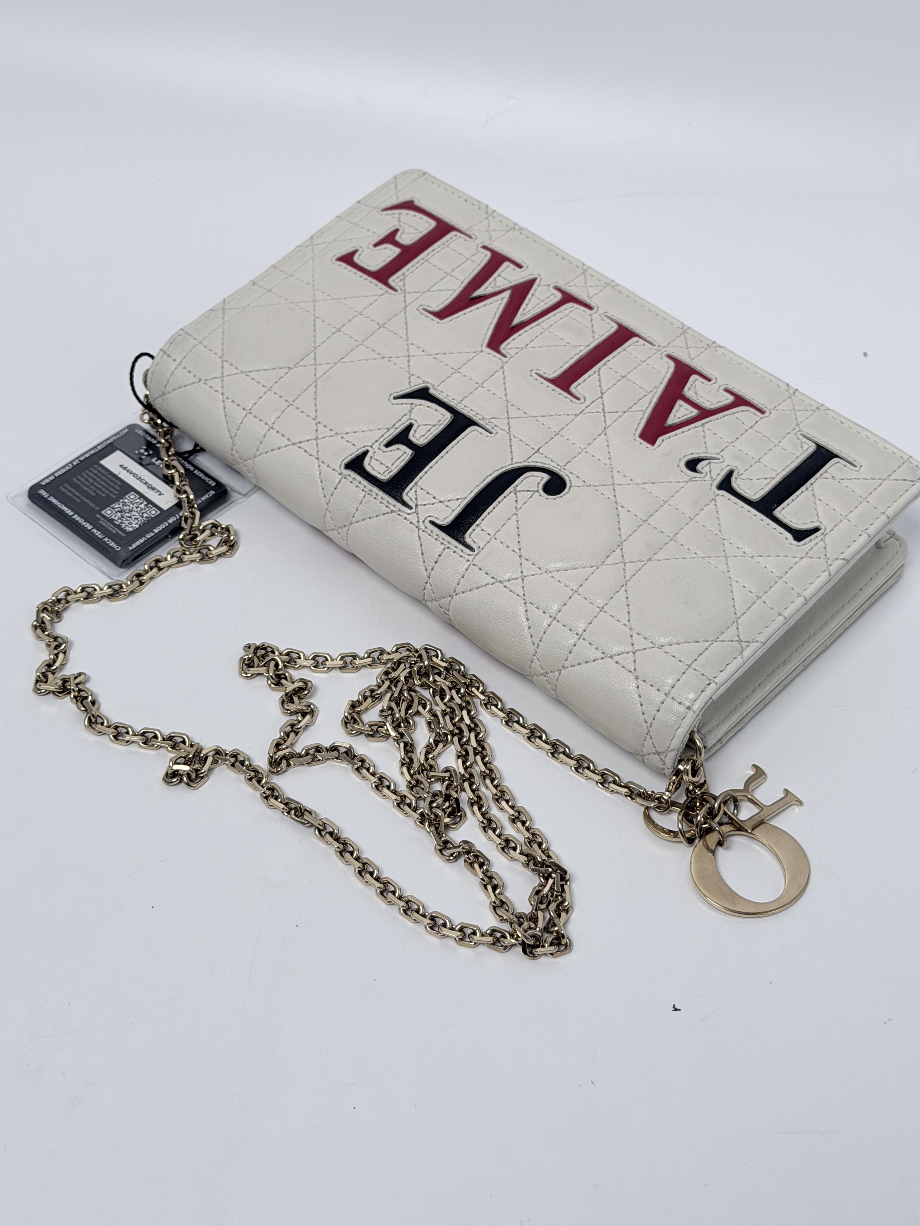 Christian Dioramour Lady Clutch on Chain White Heart WOC JD1054DR