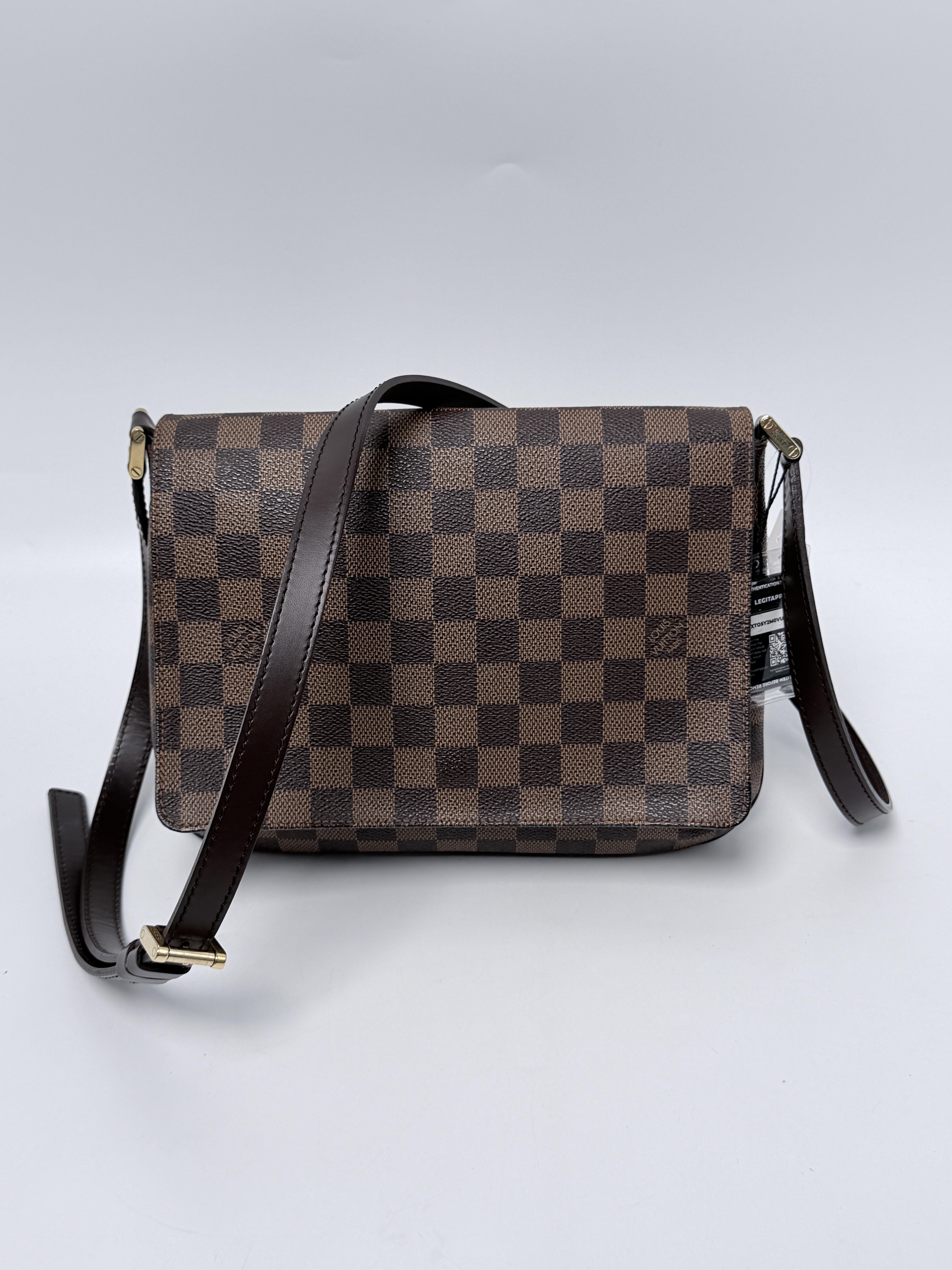 Musette Salsa Damier Ebene Shoulder Bag Flap Crossbody XU042LV