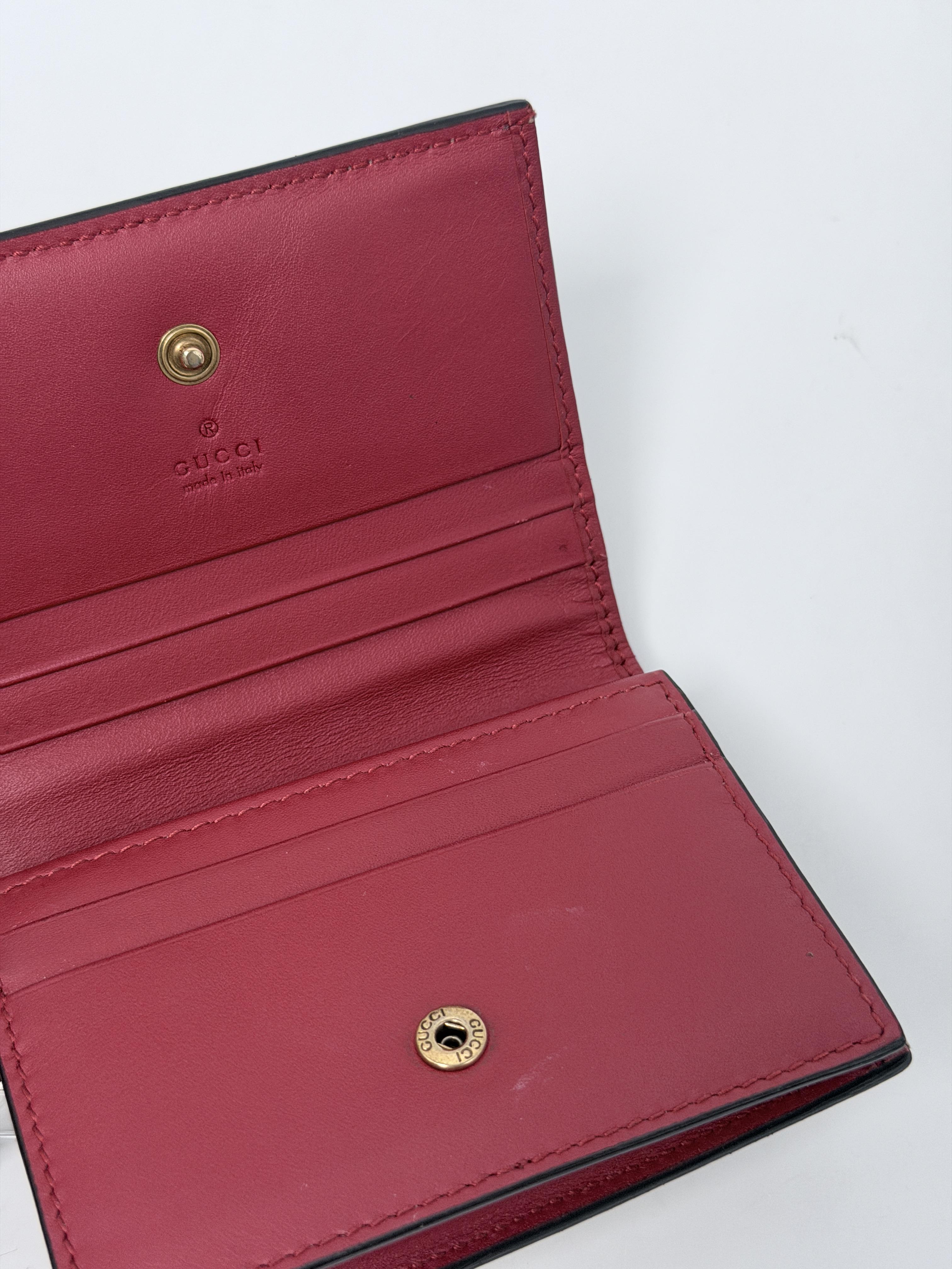 Cherry GG Supreme Card Case Wallet Monogram Red Leather Folding JD1342GG