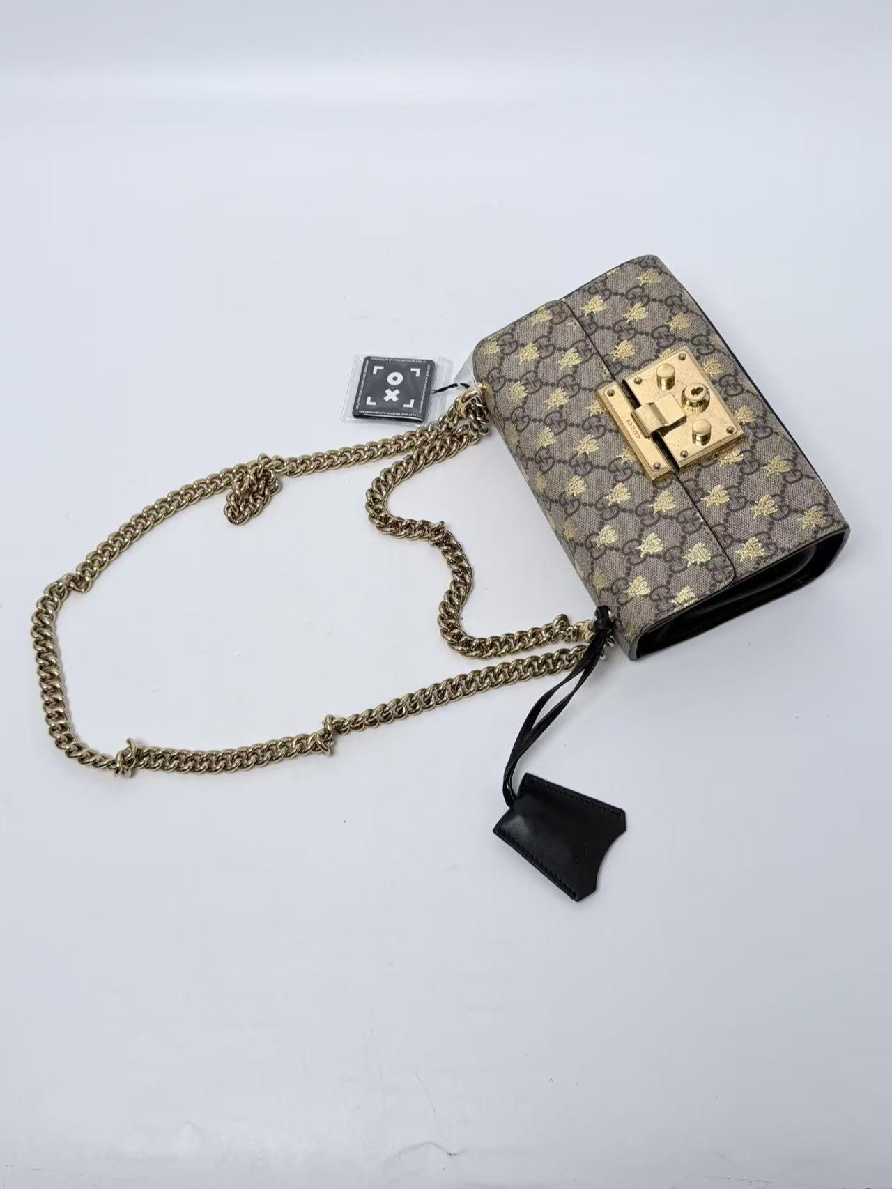 GG Supreme Monogram Bees Small Padlock Shoulder Bag JE781GG