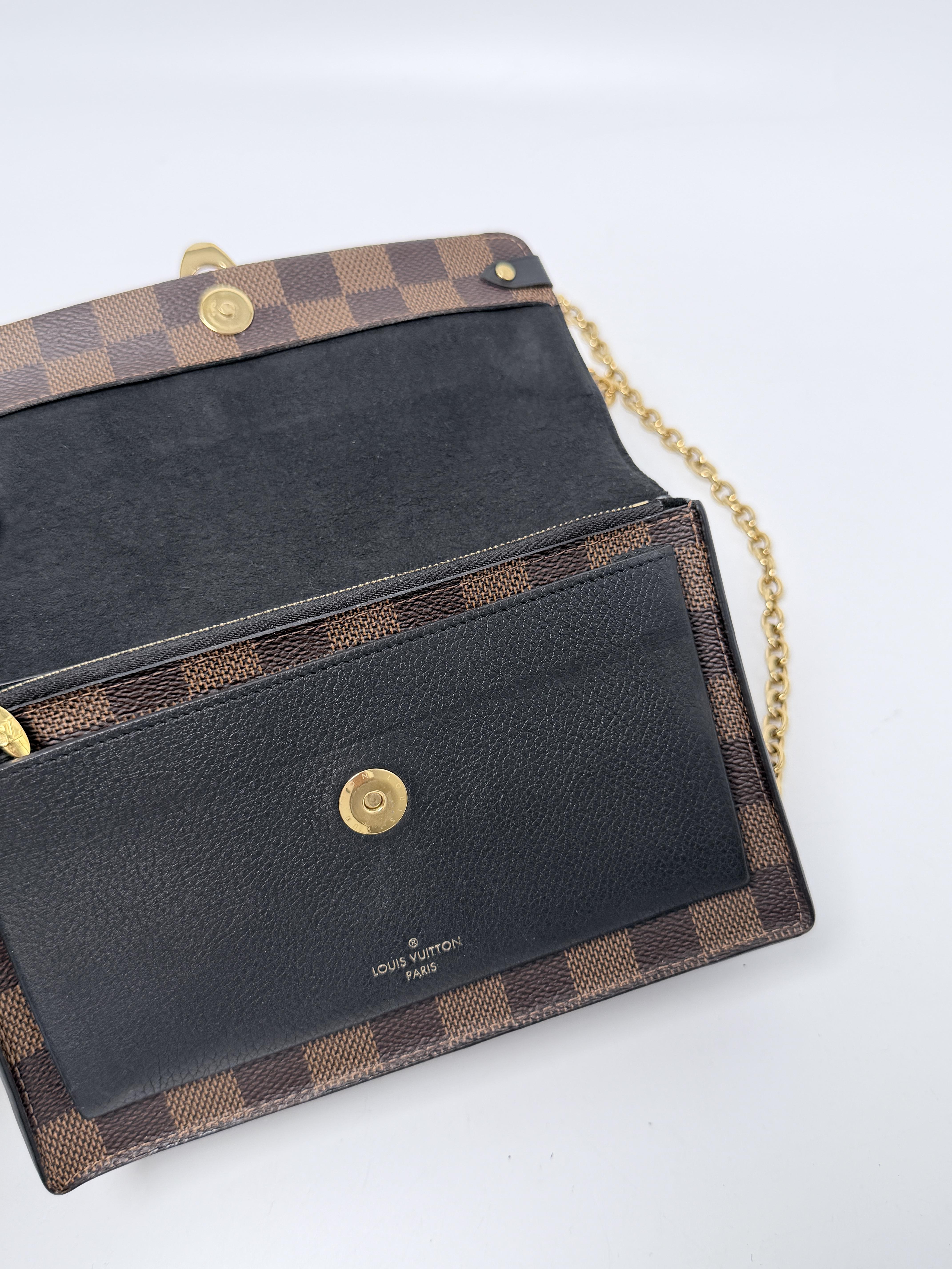 Vavin WOC Damier Ebene Black Leather Chain Crossbody Bag P070LV