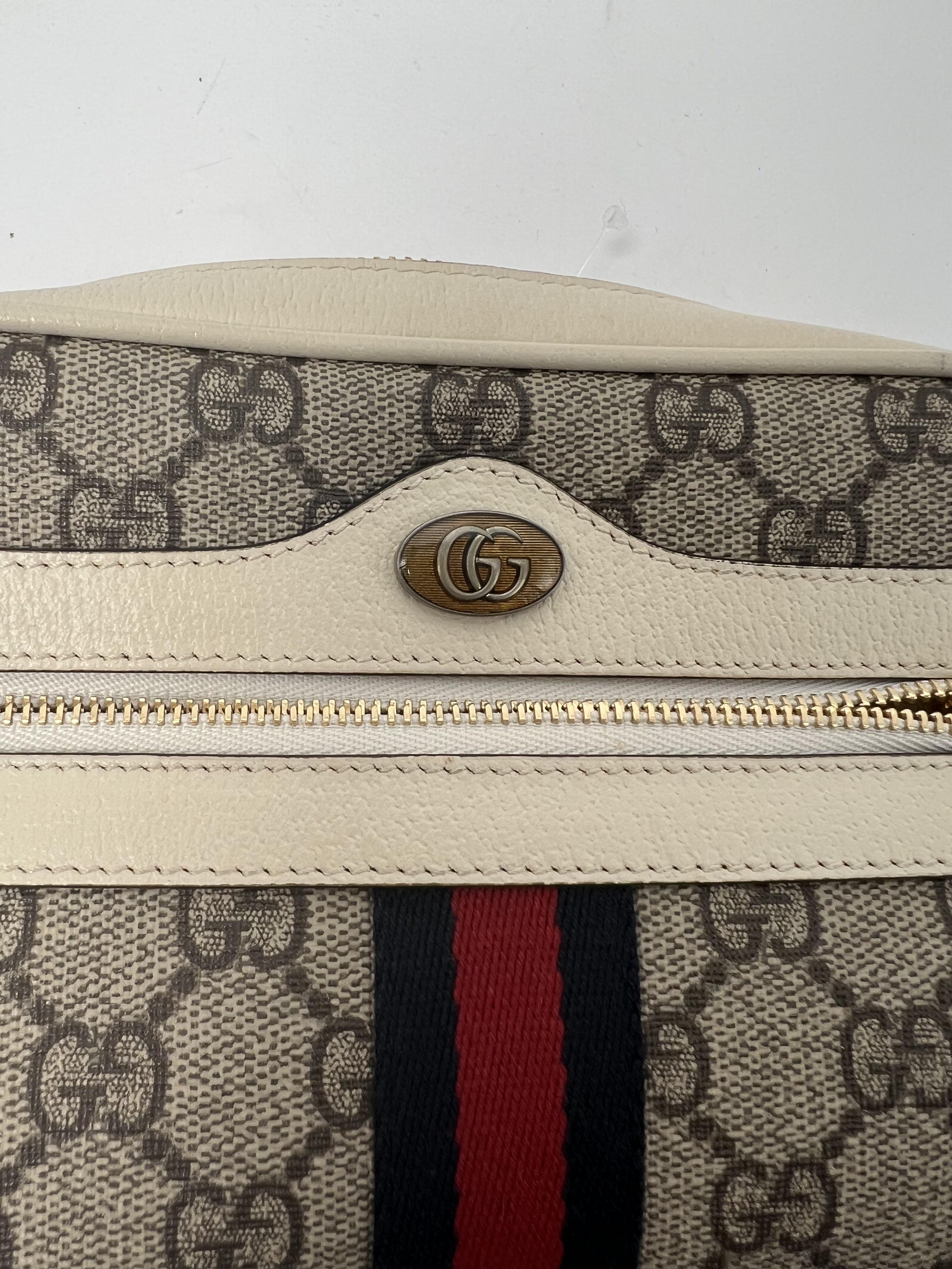 Ophidia GG Supreme Small Crossbody Bag Beige/Ebony White Web Stripe Gold Hardware JP006GG