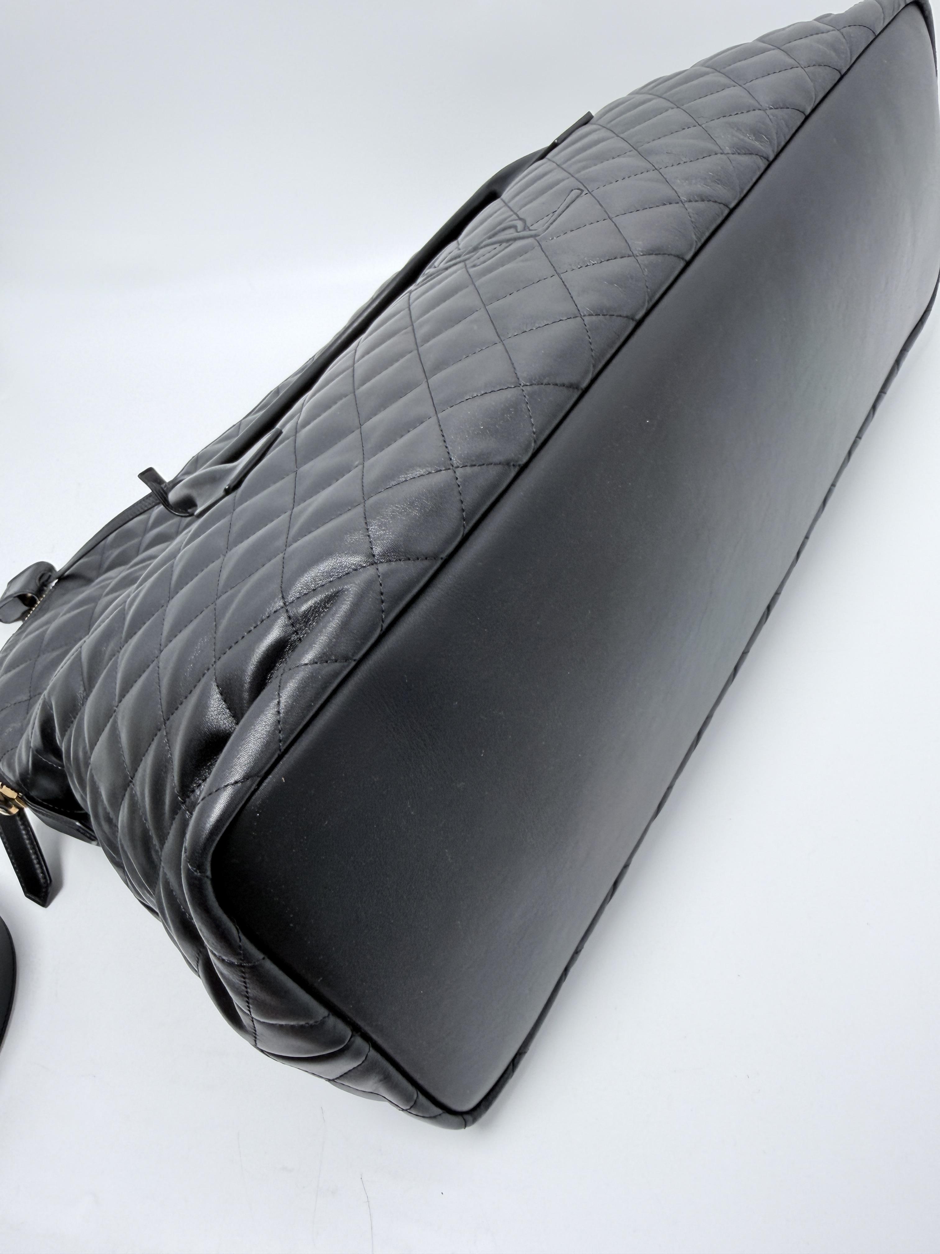 Saint Laurent Quilted Calfskin ES Giant Travel Bag Duffle Weekend Black FJ012YS