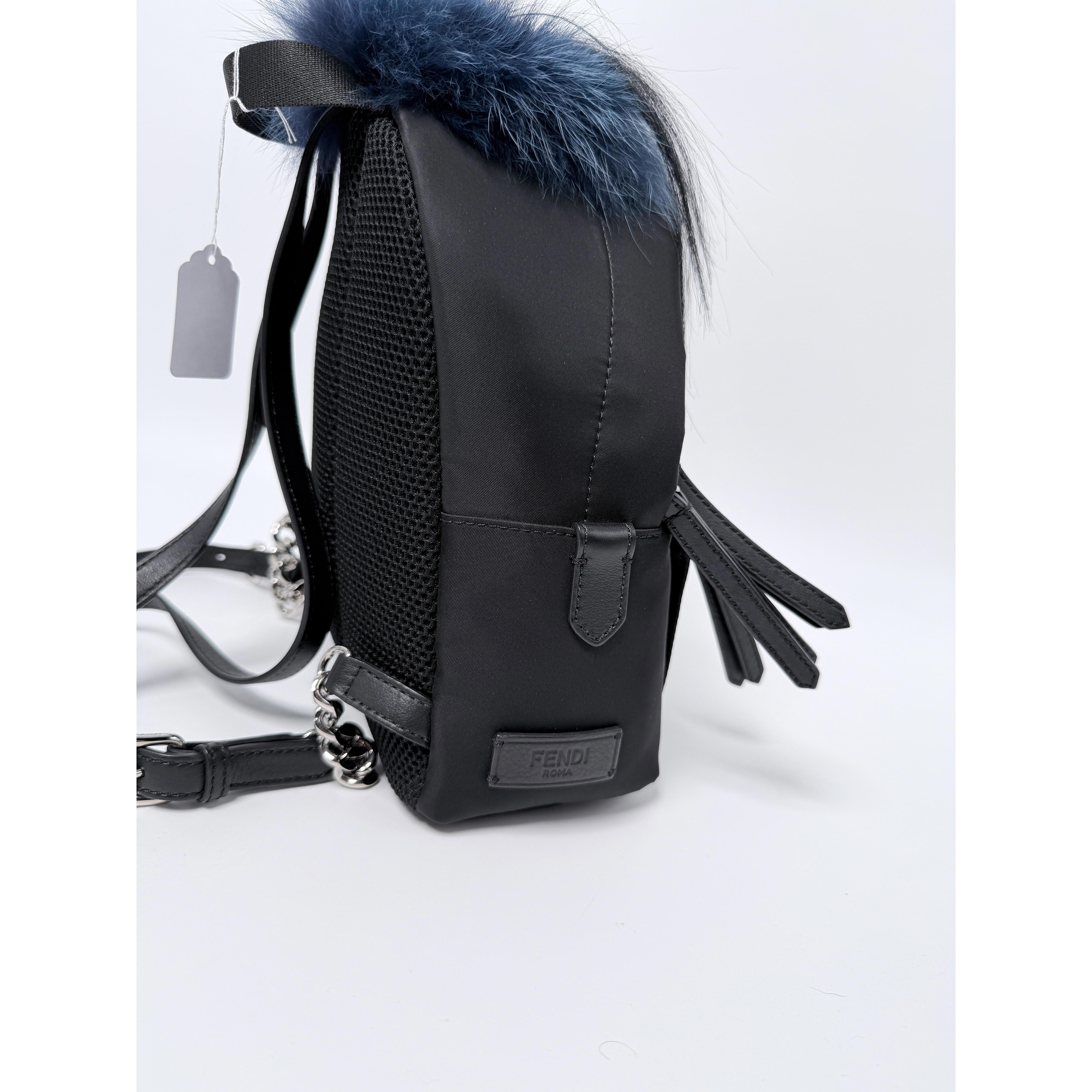 Black Nylon and Monster Eyes Mini Backpack JD005FD