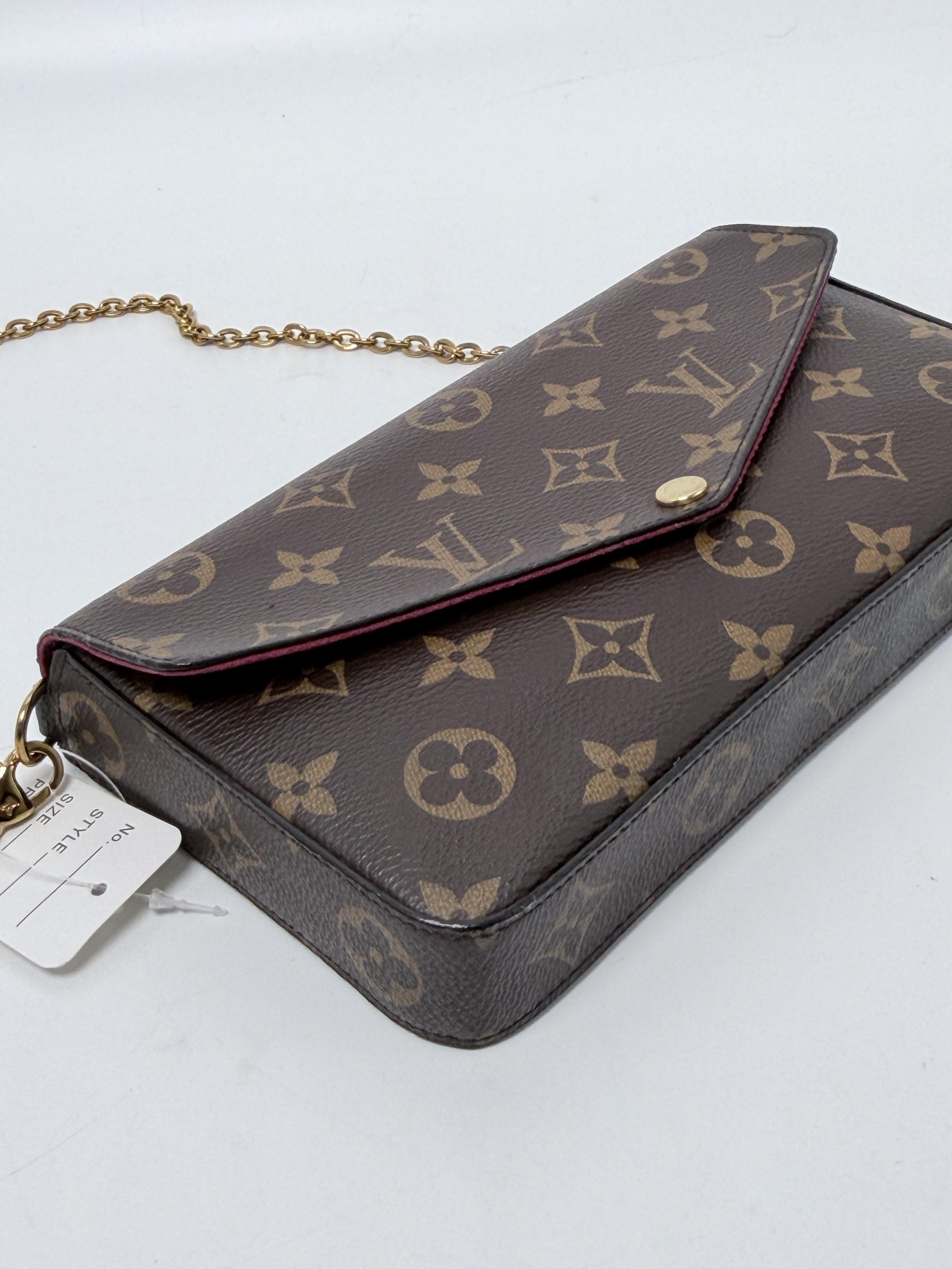 Monogram Pochette Felicie Fuchsia 3in1 Chain Shoulder Crossbody Bag Handbag BB004LV