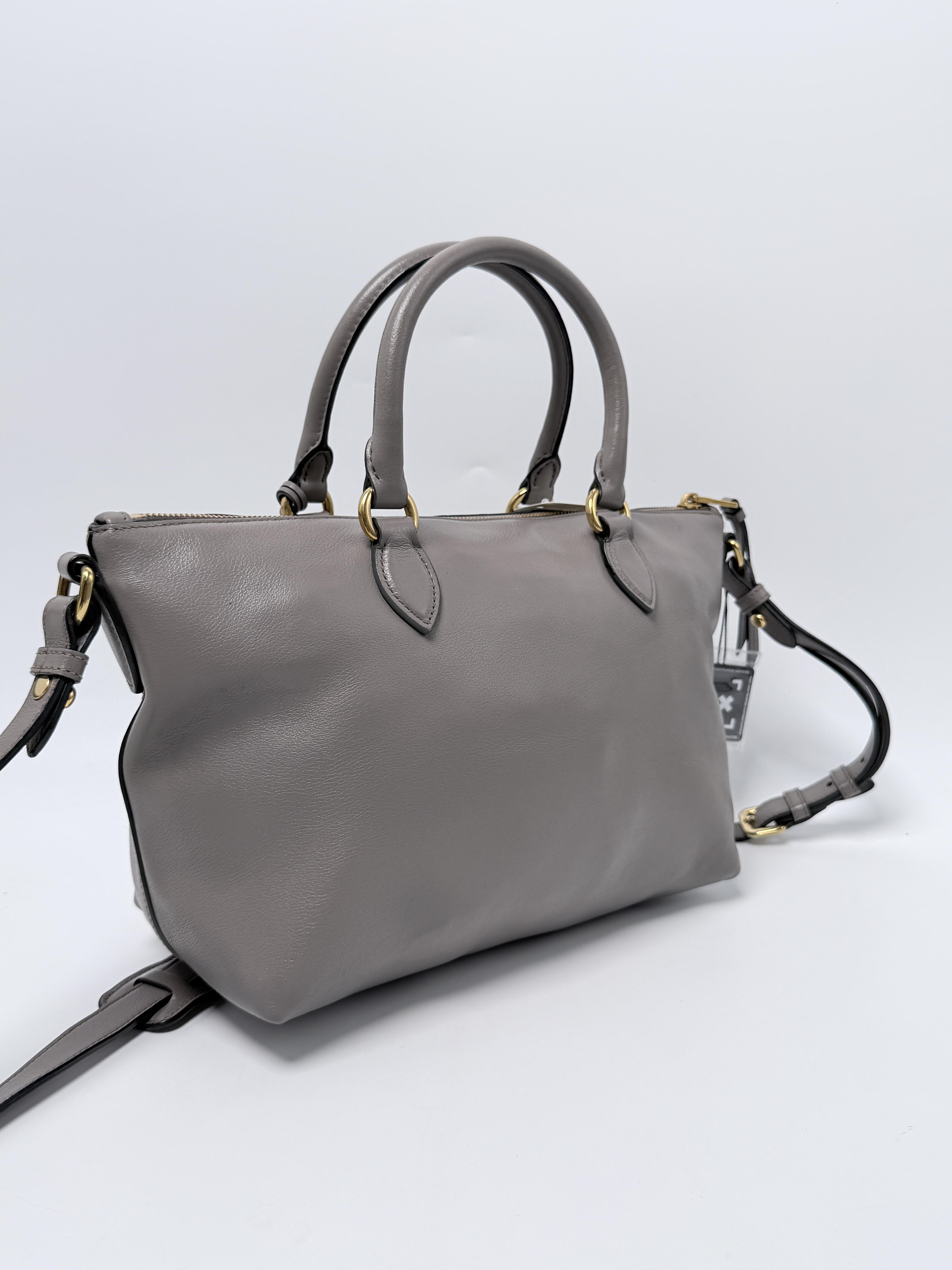 Vitello Phenix Argilla Grey Crossbody Handle Handbag Tote Bag JA1318PR