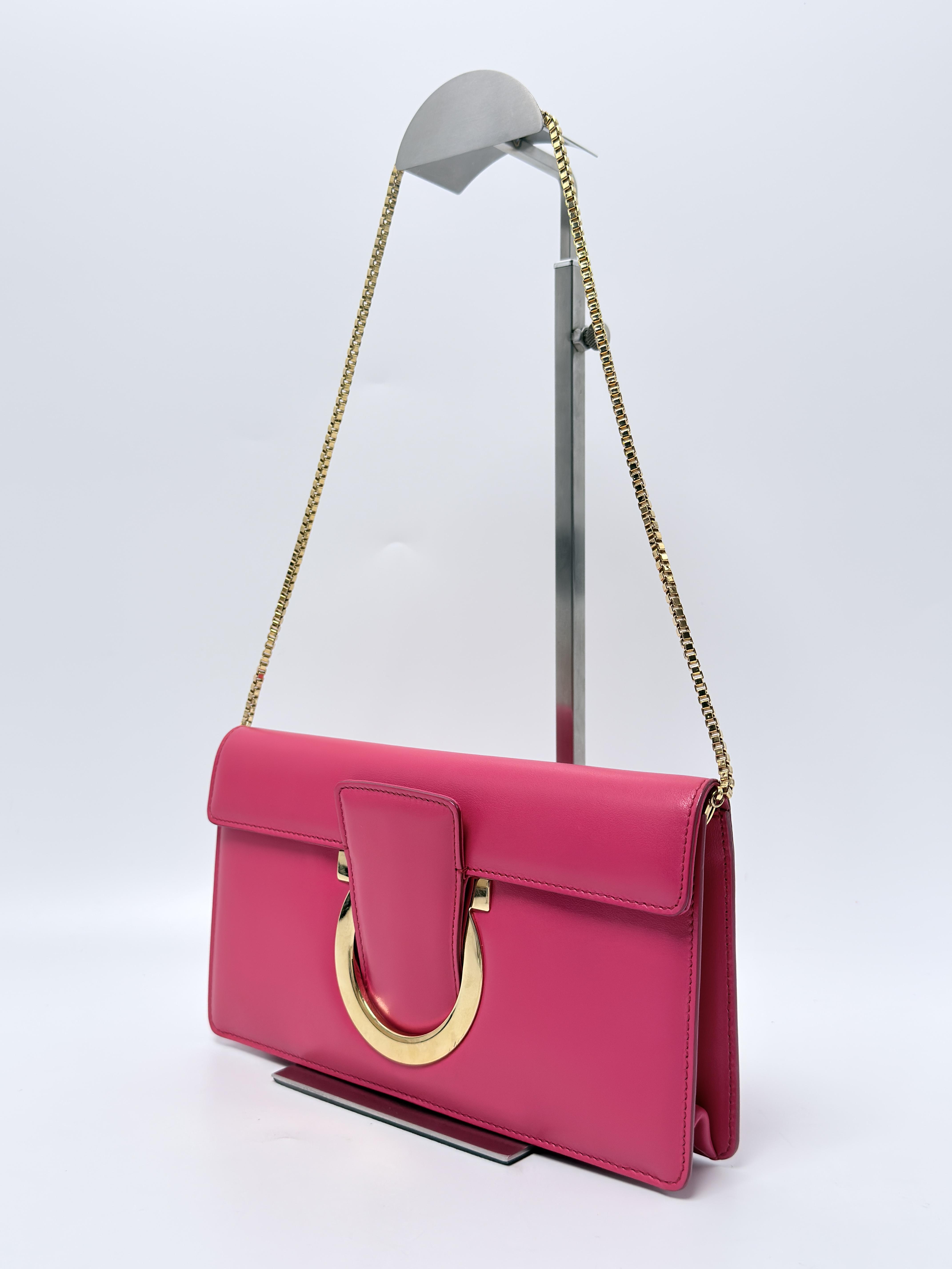 Thalia Gancini Smooth Chain Shoulder Bag Fuchsia Pink JD1550FG