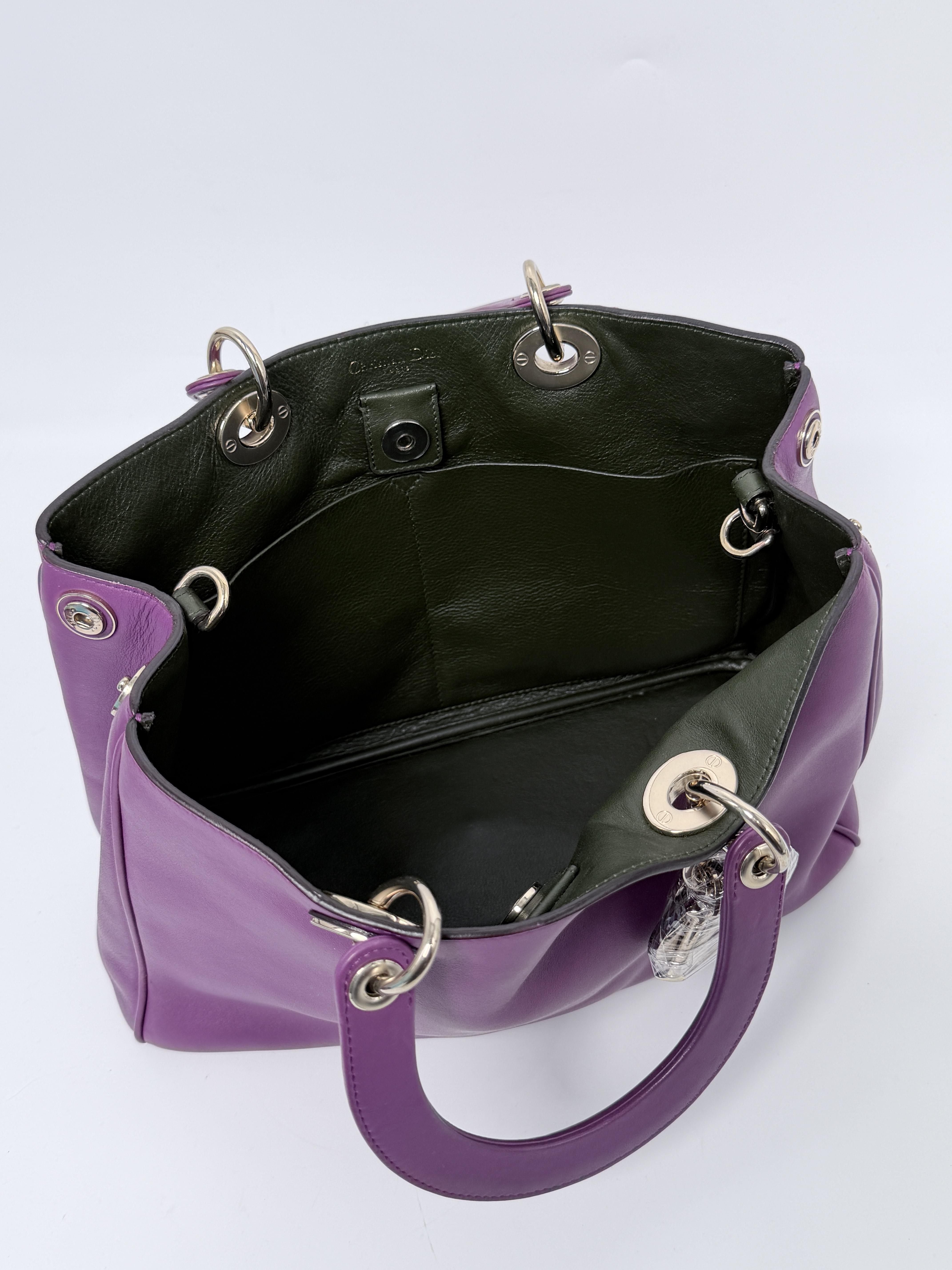 Pre-owned Dior leather Shoulder Bags Christian Diorissimo Tote Shoulder Bag Purple ZS125CD