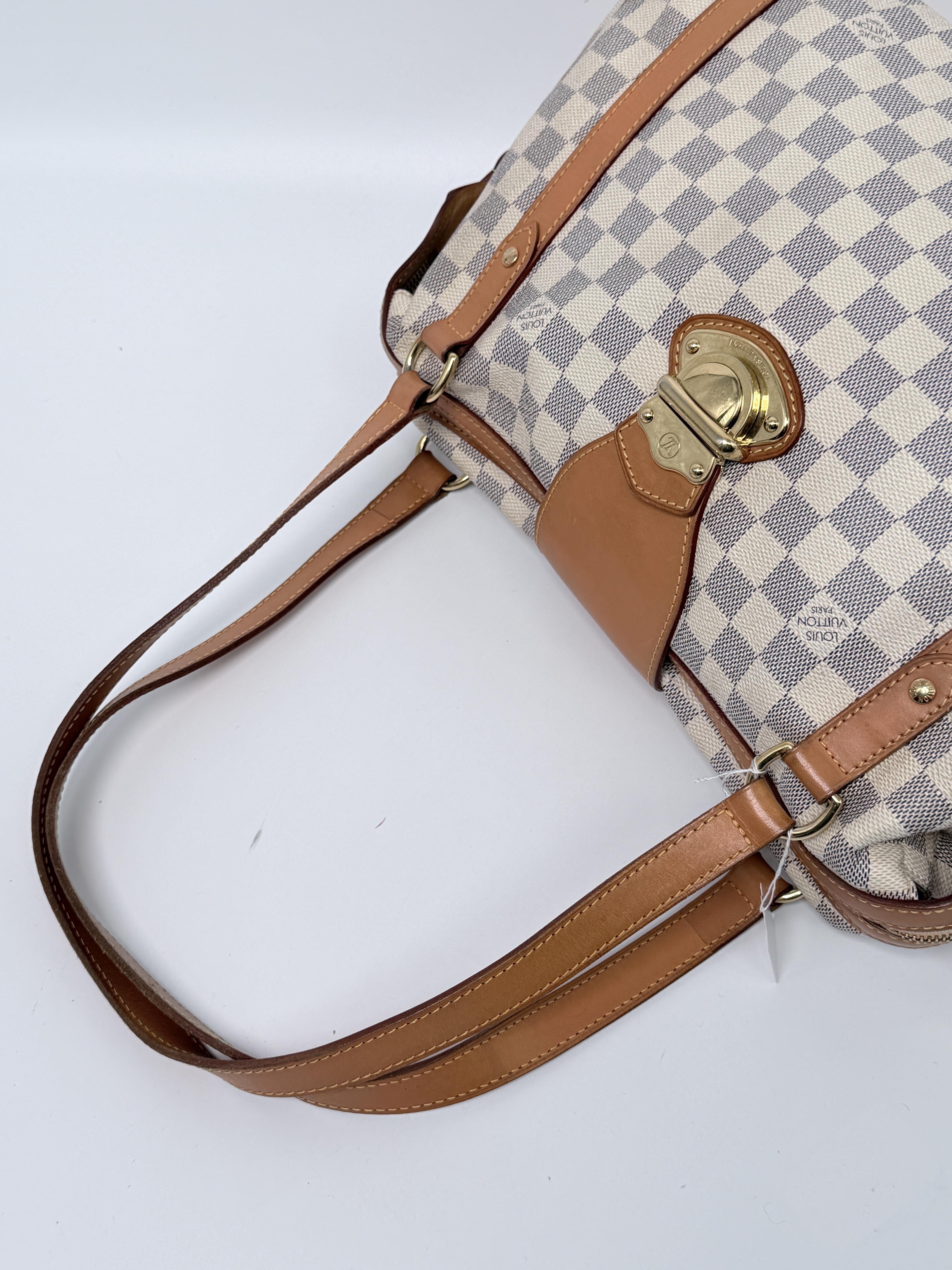 Pre-owned Louis Vuitton Canvas Shoulder Bags Damier Azur Beige Brown Gold Hardware Shoulder Bag JE251LV
