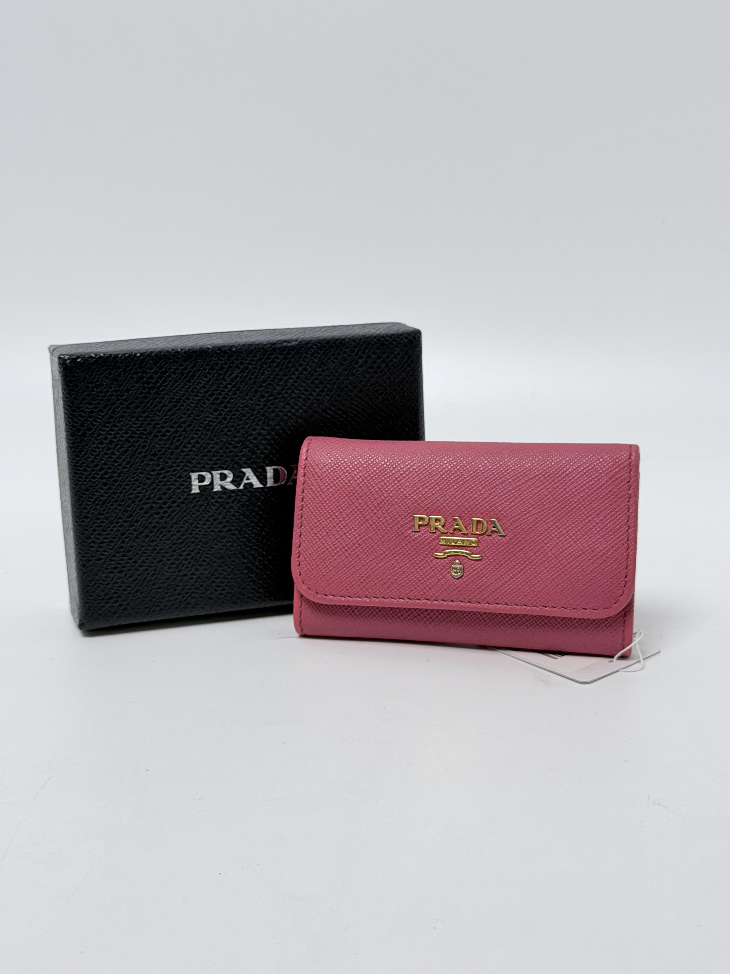 Pink Saffiano 6 Hook Key Case Wallet Holder JP005PR