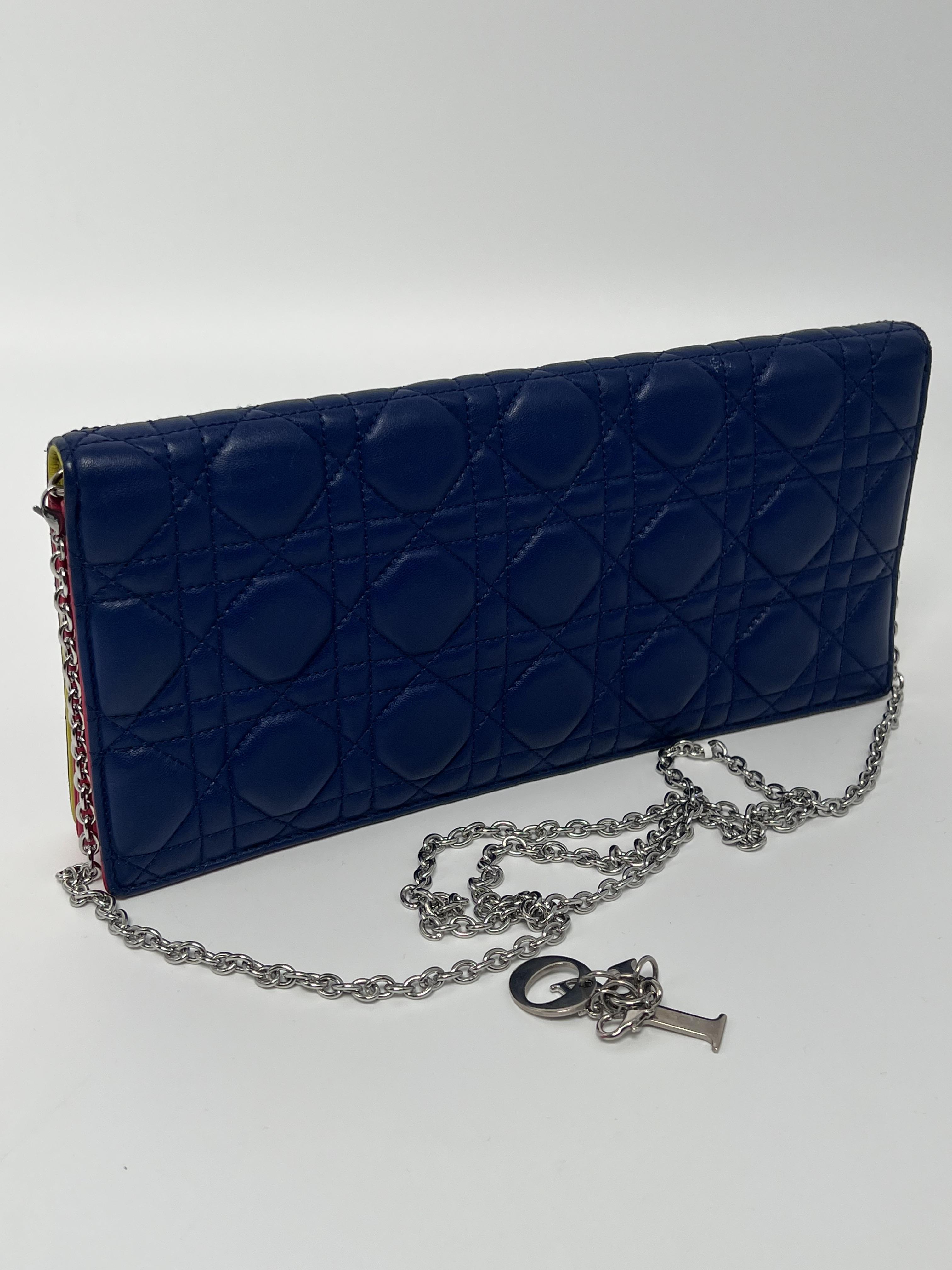 Pre-owned Dior Leather Crossbody Bags authentic cannage quilted chain wallet DR15Fei