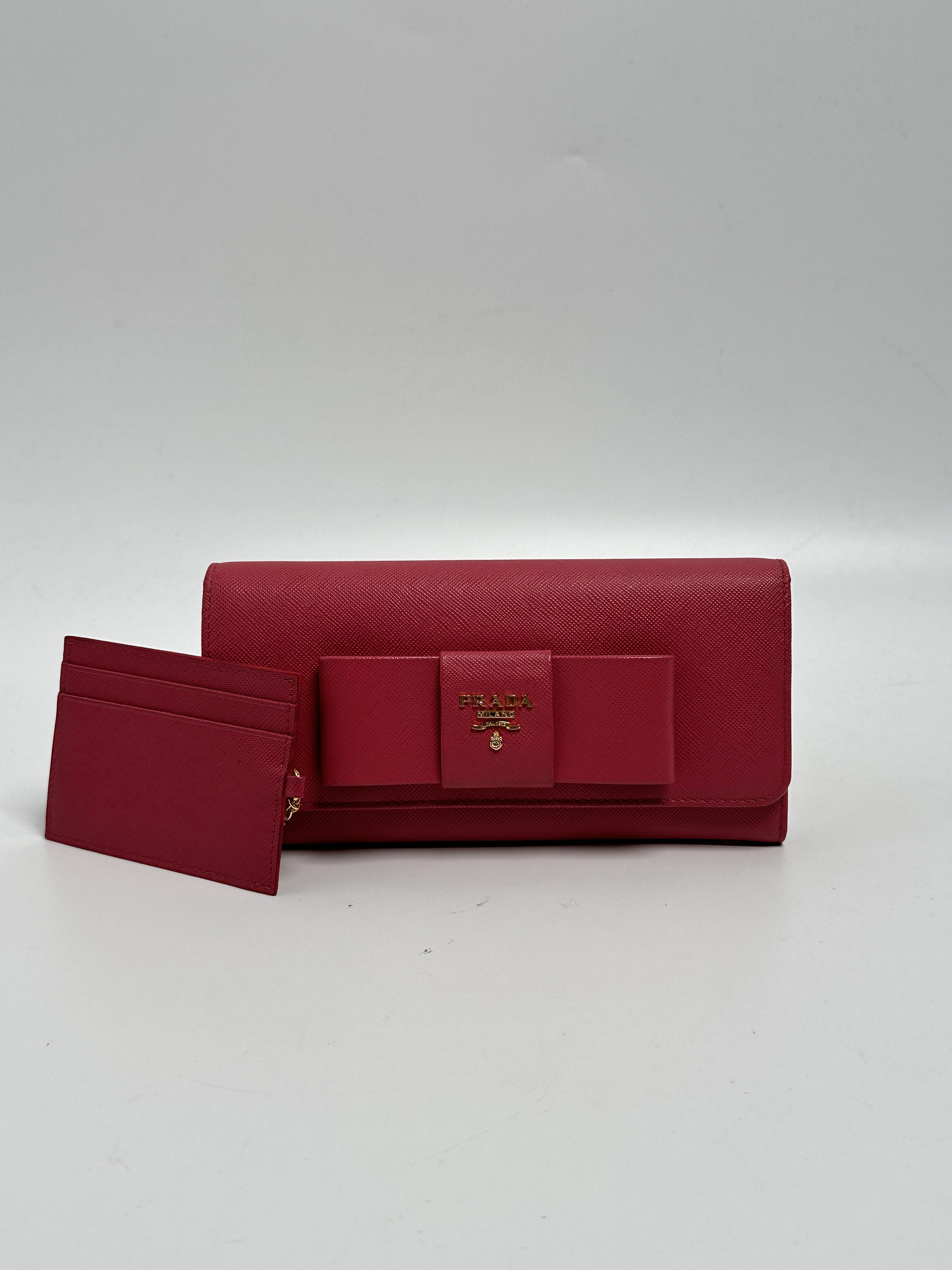 Saffiano Bow Flap With Card Holder Pink Gold Hardware JD462PR