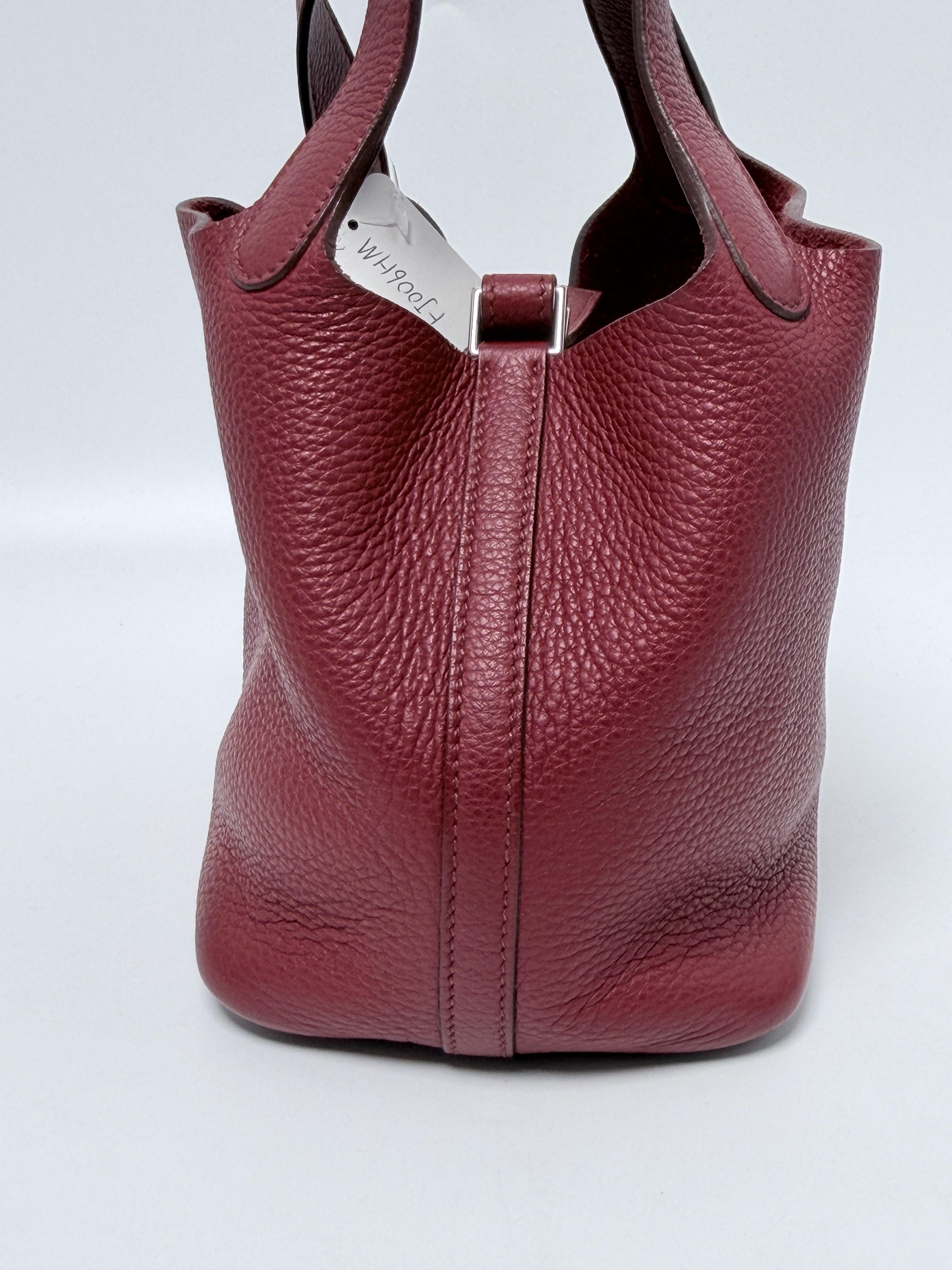 Picotin 18 PM Taurillon Clémence Rouge H Bucket Handbag Tote Bag FJ006HM
