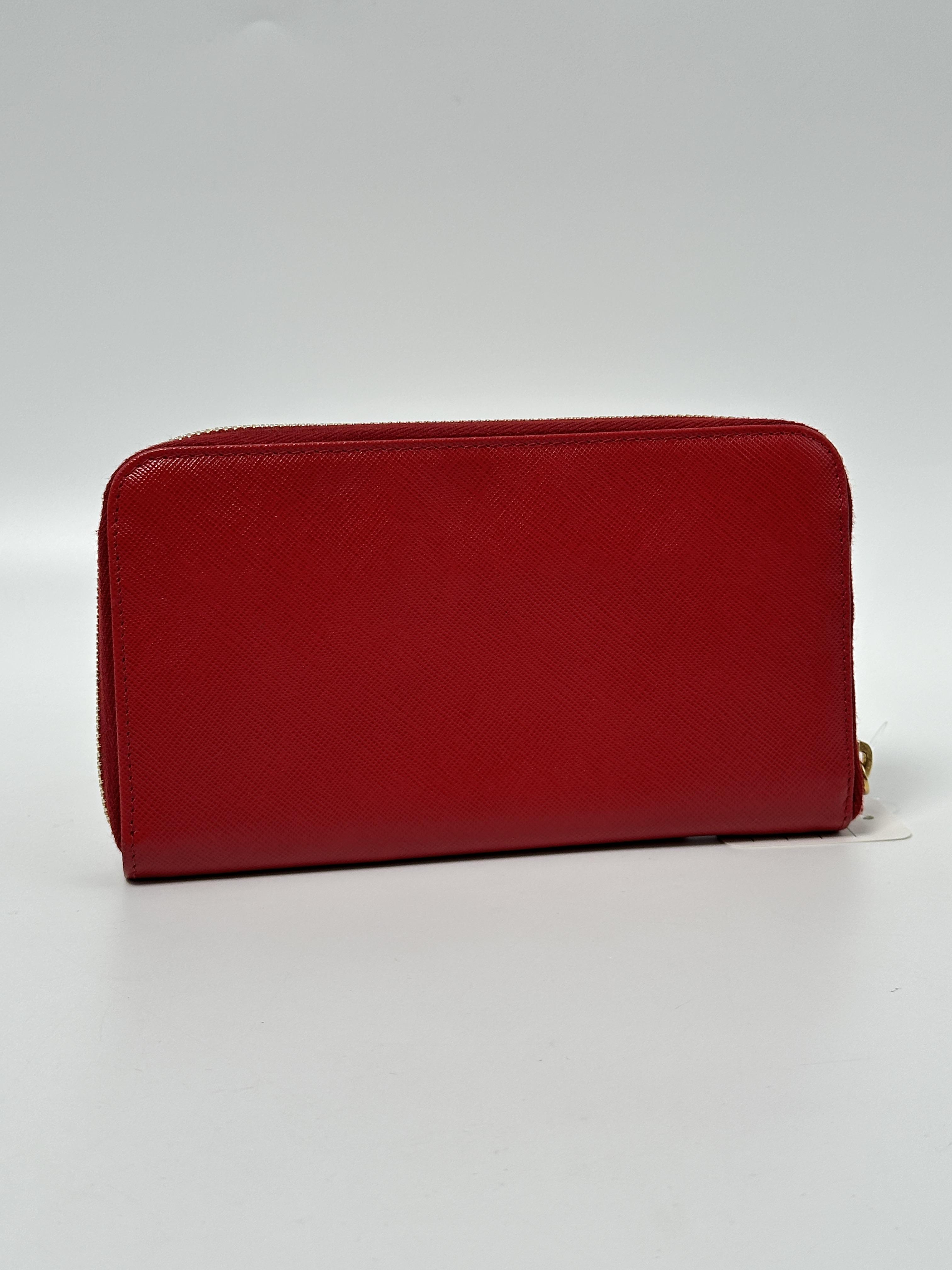 Red Saffiano Zip Around Long XU002PR