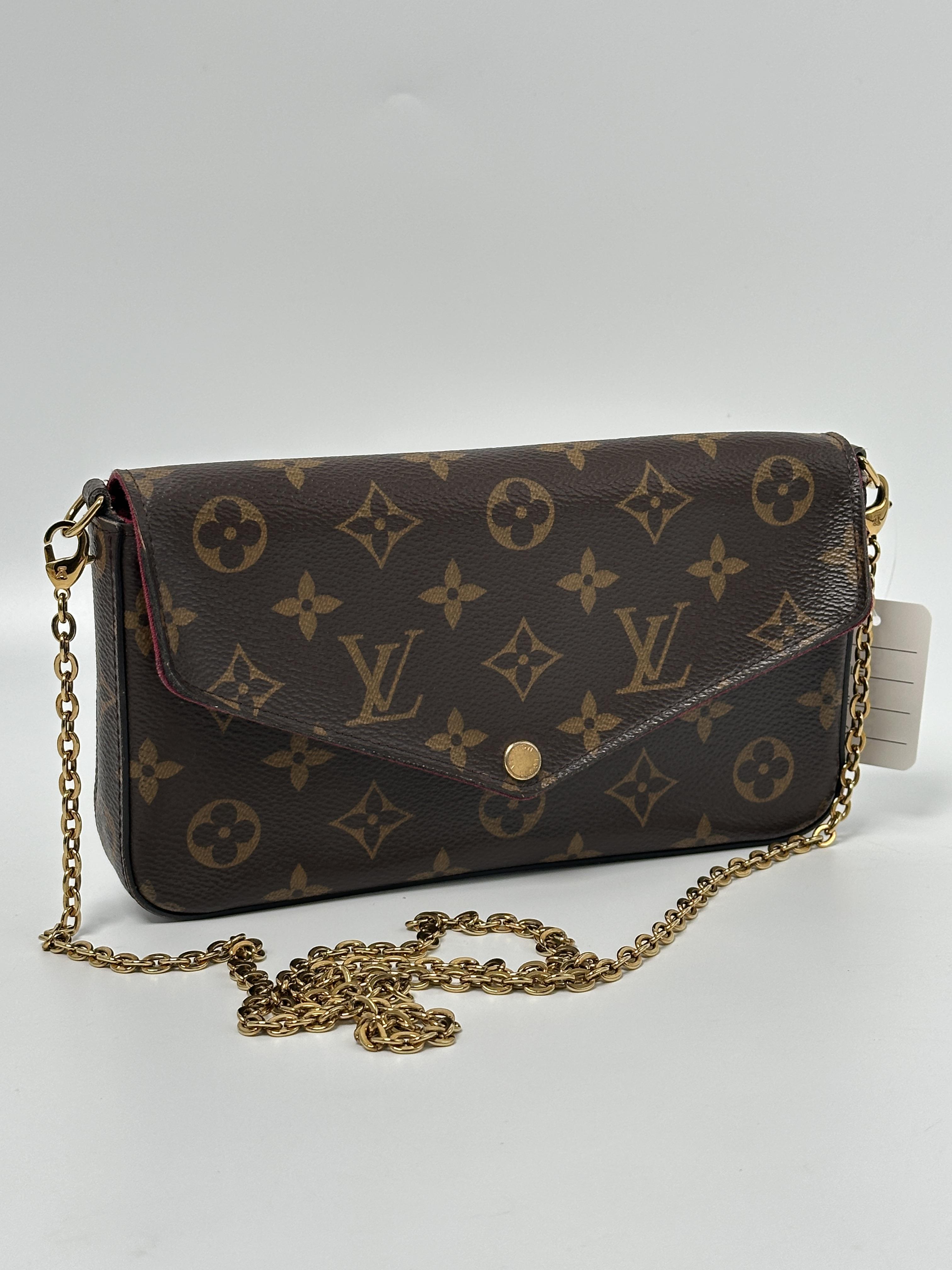 Pre-owned Louis Vuitton Canvas Shoulder Bags Monogram Pochette Félicie 3 in 1 Chain Wallet Bag Fuchsia Pink JA1026LV