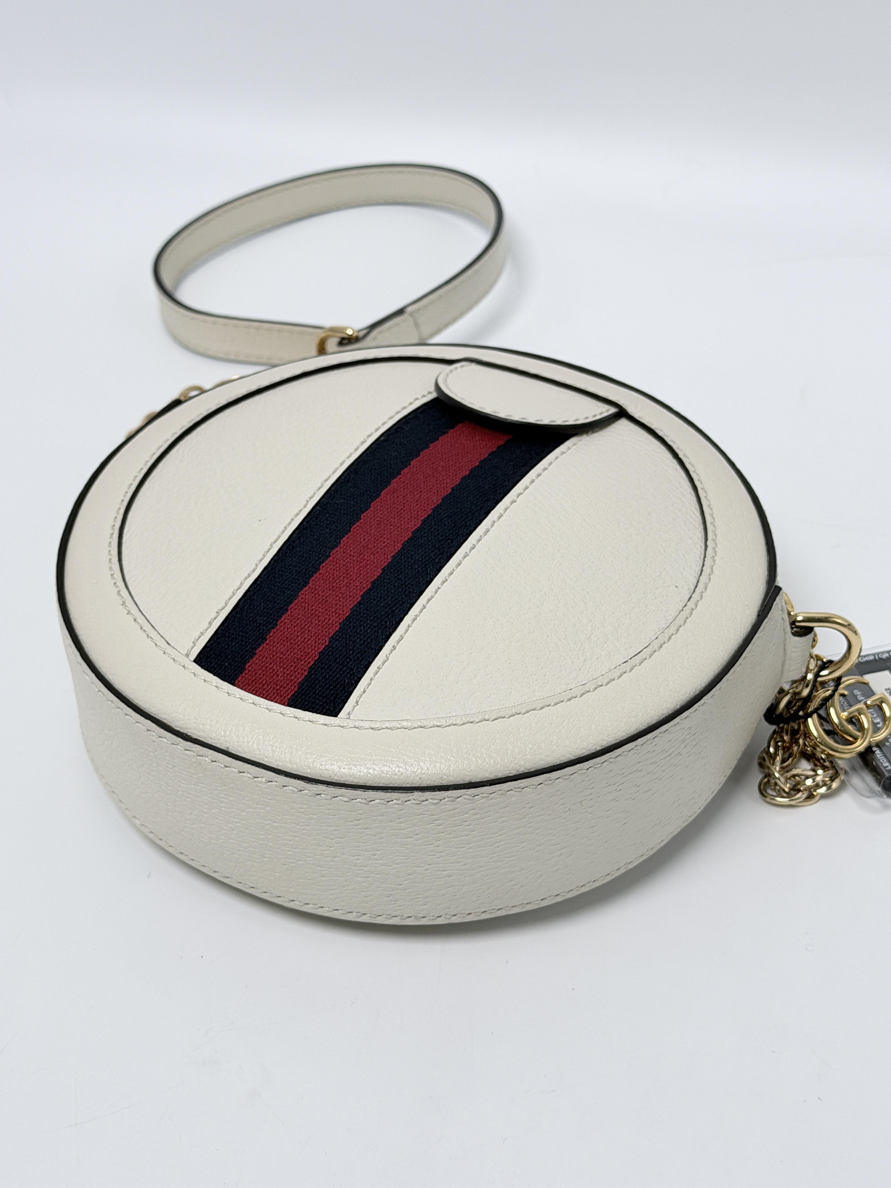 Textured Mini Ophidia Round Shoulder Bag (Mystic White) JD1482GG